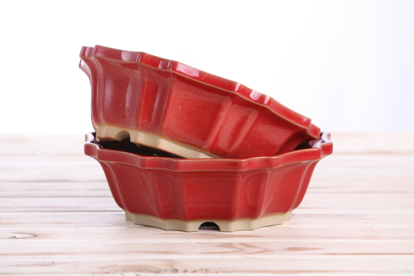 Willow Bonsai Ceramics Flower Design Bonsai Pot 8 Inch – Elegant Ceramic Bonsai & Succulent Planter, High‑Fired Frost‑Proof Stoneware with Drainage & Wiring Holes, Handmade in USA (Red)