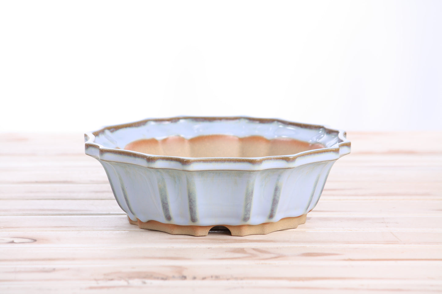Willow Bonsai Ceramics Flower Design Bonsai Pot 8 Inch – Elegant Ceramic Bonsai & Succulent Planter, High‑Fired Frost‑Proof Stoneware with Drainage & Wiring Holes, Handmade in USA (Glacier)