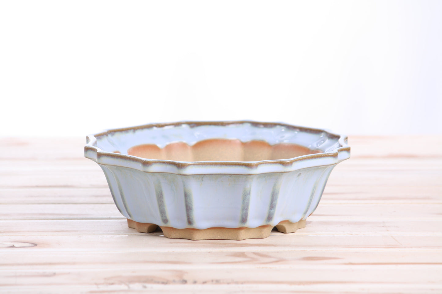 Willow Bonsai Ceramics Flower Design Bonsai Pot 8 Inch – Elegant Ceramic Bonsai & Succulent Planter, High‑Fired Frost‑Proof Stoneware with Drainage & Wiring Holes, Handmade in USA (Glacier)