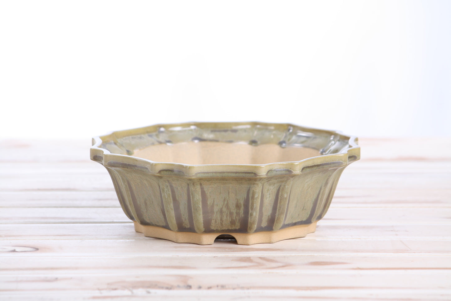 Willow Bonsai Ceramics Flower Design Bonsai Pot 8 Inch – Elegant Ceramic Bonsai & Succulent Planter, High‑Fired Frost‑Proof Stoneware with Drainage & Wiring Holes, Handmade in USA (Copenhagen)