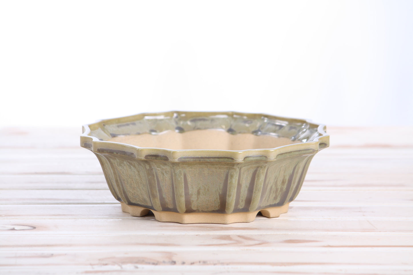 Willow Bonsai Ceramics Flower Design Bonsai Pot 8 Inch – Elegant Ceramic Bonsai & Succulent Planter, High‑Fired Frost‑Proof Stoneware with Drainage & Wiring Holes, Handmade in USA (Copenhagen)