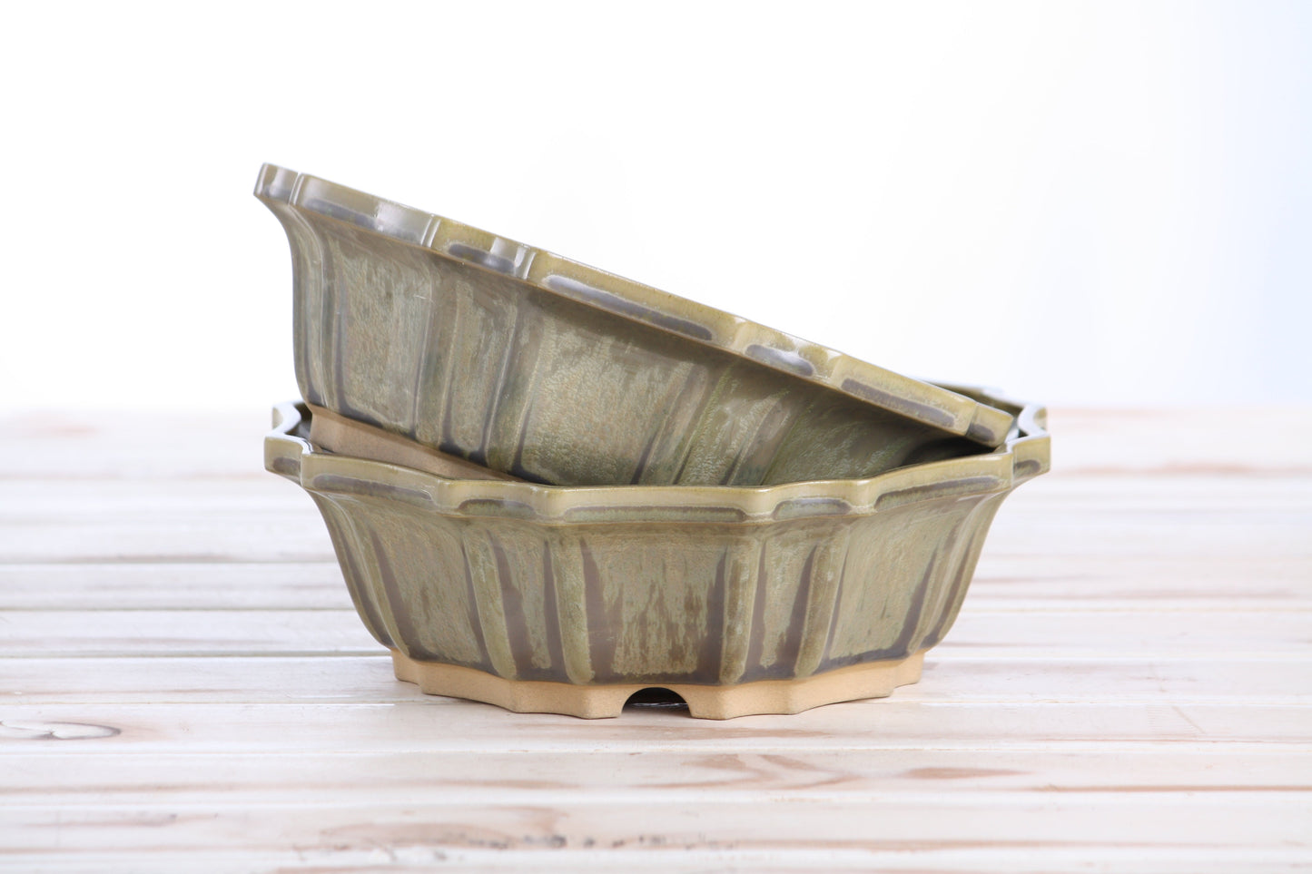 Willow Bonsai Ceramics Flower Design Bonsai Pot 8 Inch – Elegant Ceramic Bonsai & Succulent Planter, High‑Fired Frost‑Proof Stoneware with Drainage & Wiring Holes, Handmade in USA (Copenhagen)