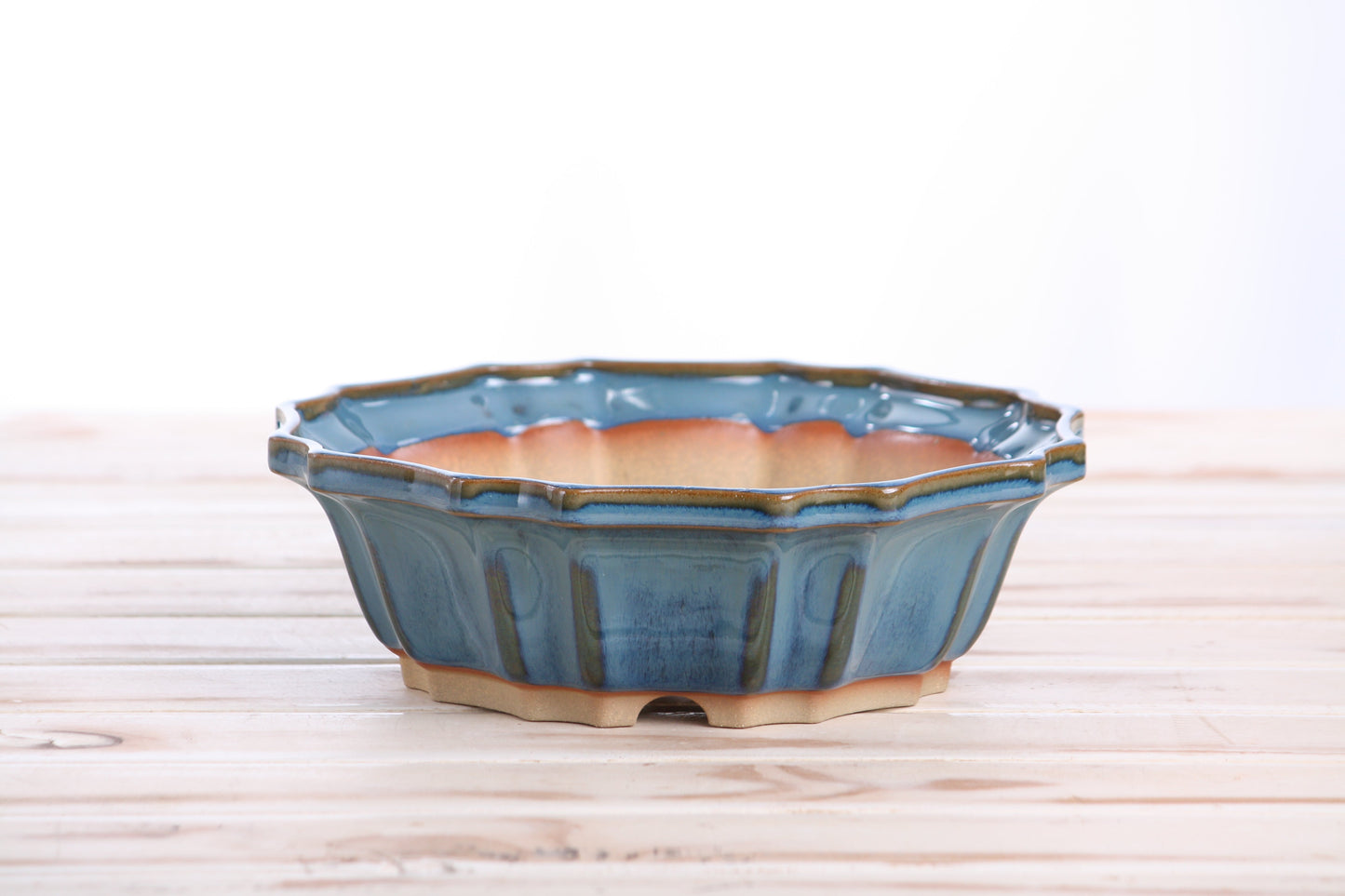 Willow Bonsai Ceramics Flower Design Bonsai Pot 8 Inch – Elegant Ceramic Bonsai & Succulent Planter, High‑Fired Frost‑Proof Stoneware with Drainage & Wiring Holes, Handmade in USA (Peacock 2025)