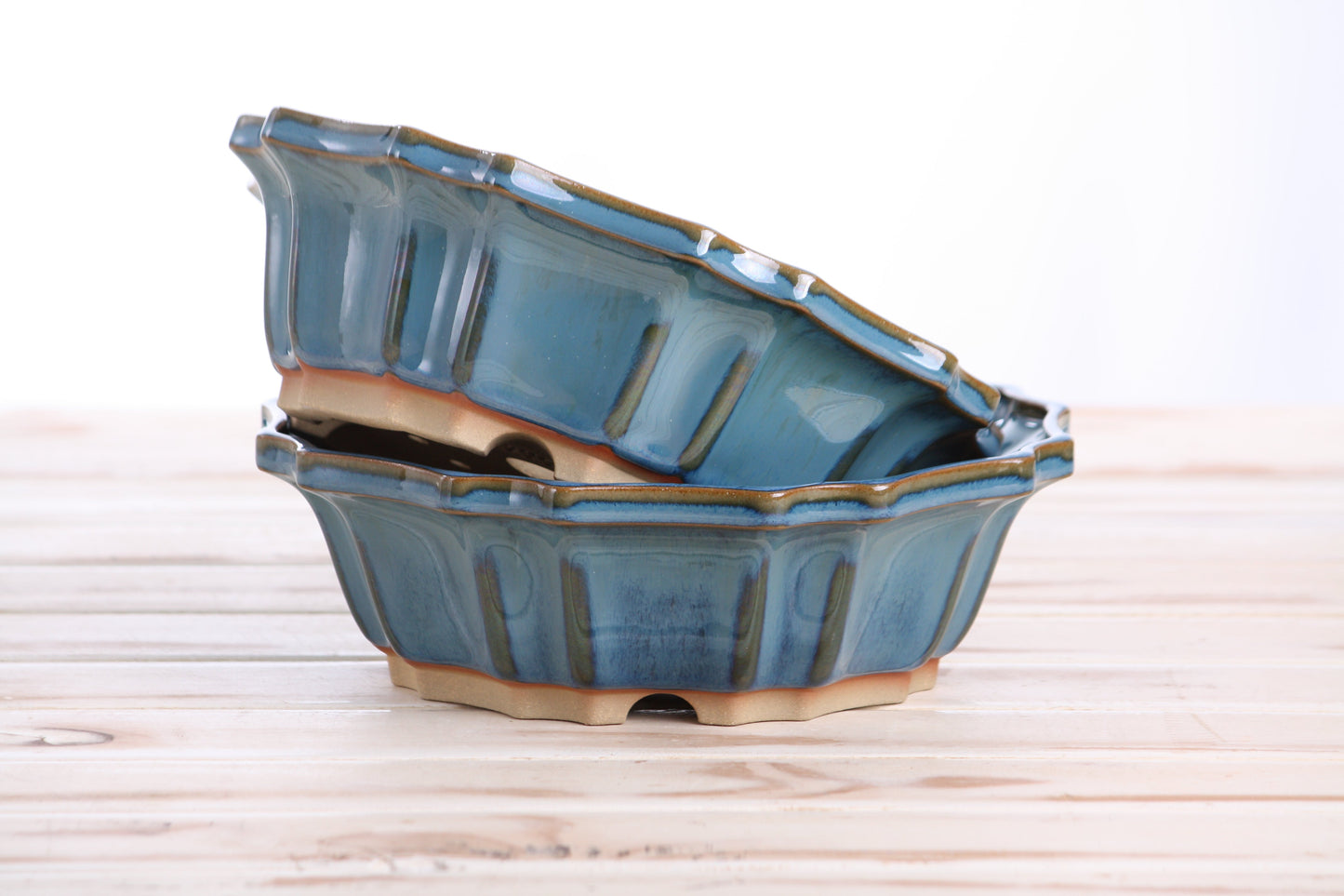 Willow Bonsai Ceramics Flower Design Bonsai Pot 8 Inch – Elegant Ceramic Bonsai & Succulent Planter, High‑Fired Frost‑Proof Stoneware with Drainage & Wiring Holes, Handmade in USA (Peacock 2025)