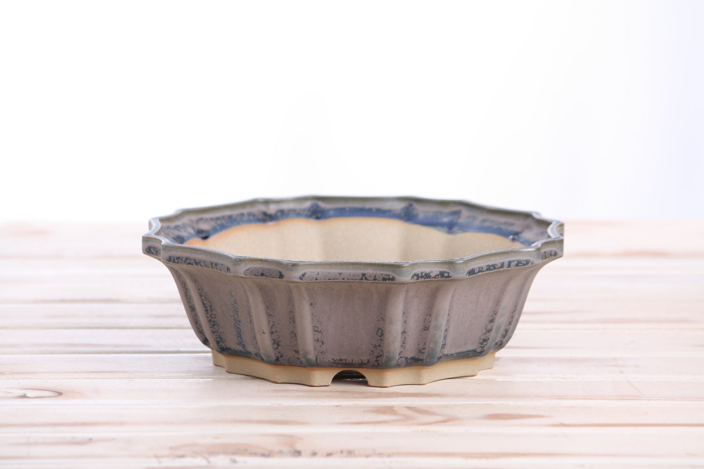 Willow Bonsai Ceramics Flower Design Bonsai Pot 8 Inch – Elegant Ceramic Bonsai & Succulent Planter, High‑Fired Frost‑Proof Stoneware with Drainage & Wiring Holes, Handmade in USA (Ocean)