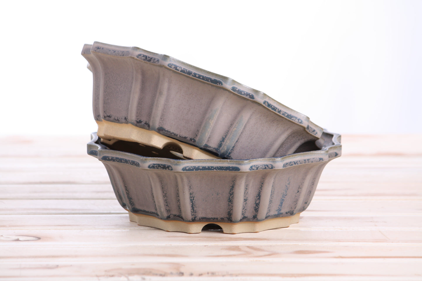 Willow Bonsai Ceramics Flower Design Bonsai Pot 8 Inch – Elegant Ceramic Bonsai & Succulent Planter, High‑Fired Frost‑Proof Stoneware with Drainage & Wiring Holes, Handmade in USA (Ocean)