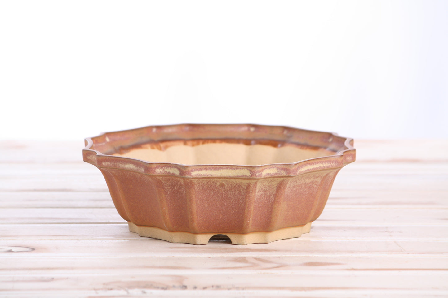 Willow Bonsai Ceramics Flower Design Bonsai Pot 8 Inch – Elegant Ceramic Bonsai & Succulent Planter, High‑Fired Frost‑Proof Stoneware with Drainage & Wiring Holes, Handmade in USA (Deep Stone)