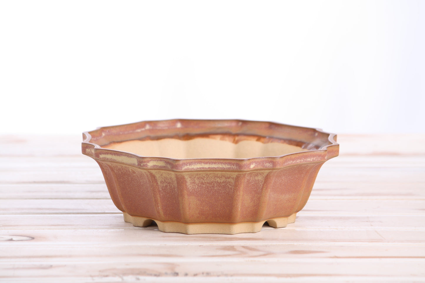 Willow Bonsai Ceramics Flower Design Bonsai Pot 8 Inch – Elegant Ceramic Bonsai & Succulent Planter, High‑Fired Frost‑Proof Stoneware with Drainage & Wiring Holes, Handmade in USA (Deep Stone)