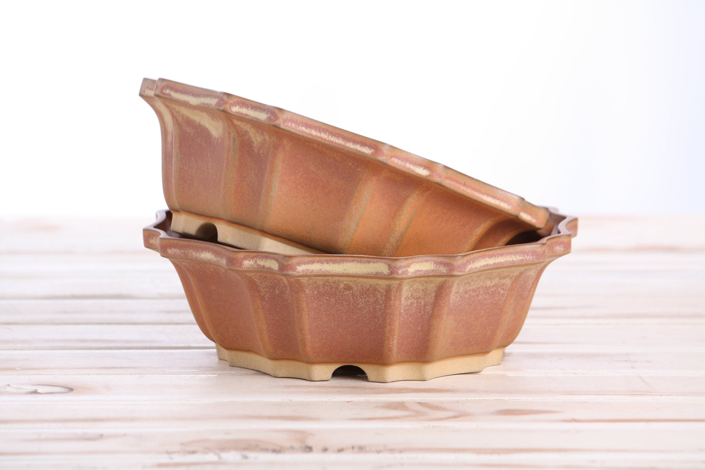 Willow Bonsai Ceramics Flower Design Bonsai Pot 8 Inch – Elegant Ceramic Bonsai & Succulent Planter, High‑Fired Frost‑Proof Stoneware with Drainage & Wiring Holes, Handmade in USA (Deep Stone)