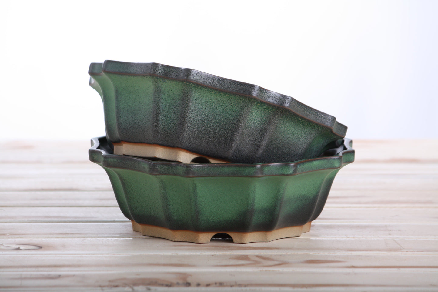 Willow Bonsai Ceramics Flower Design Bonsai Pot 8 Inch – Elegant Ceramic Bonsai & Succulent Planter, High‑Fired Frost‑Proof Stoneware with Drainage & Wiring Holes, Handmade in USA (Avocado)