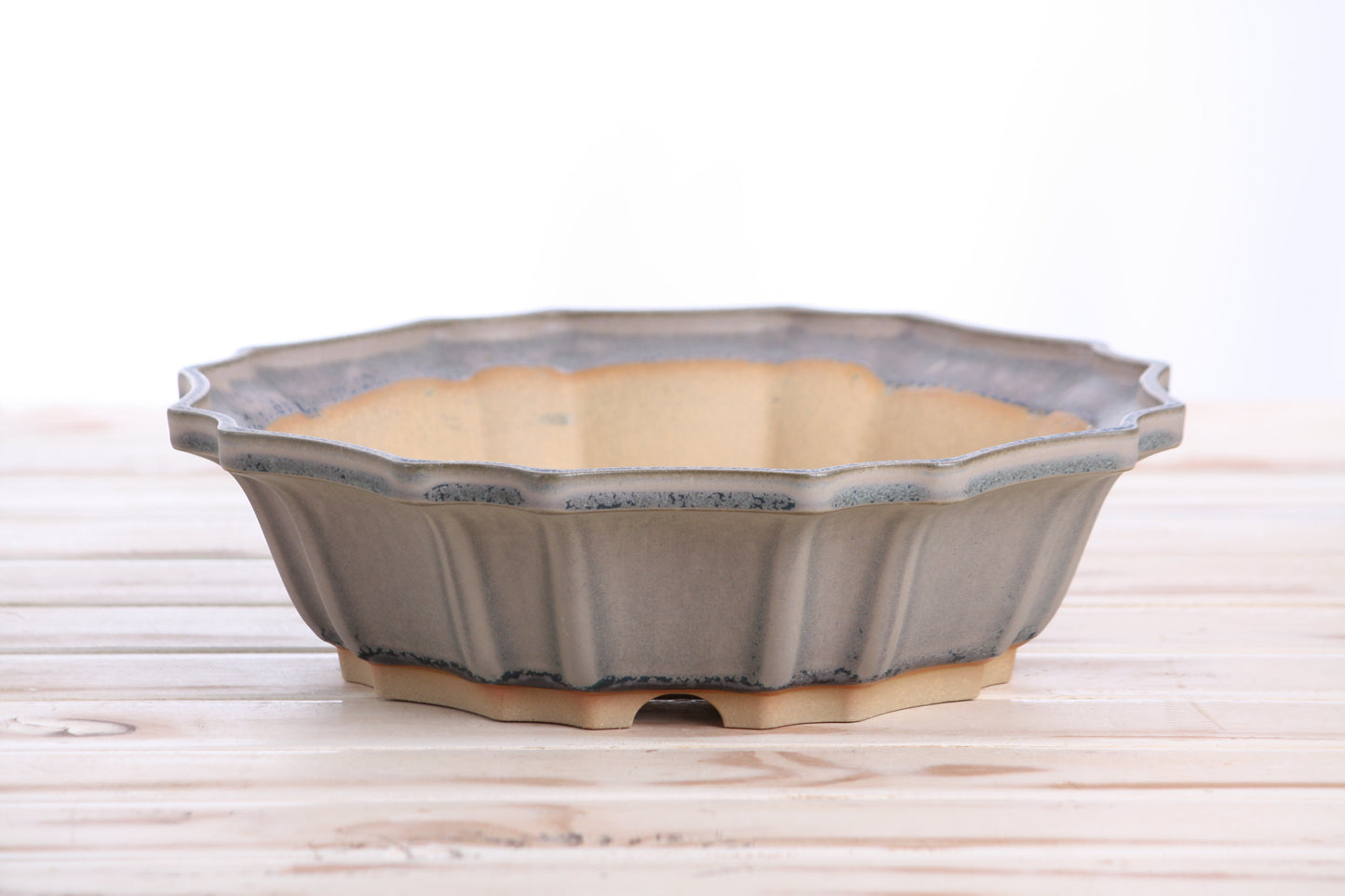 Willow Bonsai Ceramics Flower Design Bonsai Pot 10 Inch – Elegant Ceramic Bonsai & Succulent Planter, High‑Fired Frost‑Proof Stoneware with Drainage & Wiring Holes, Handmade in USA (Ocean)