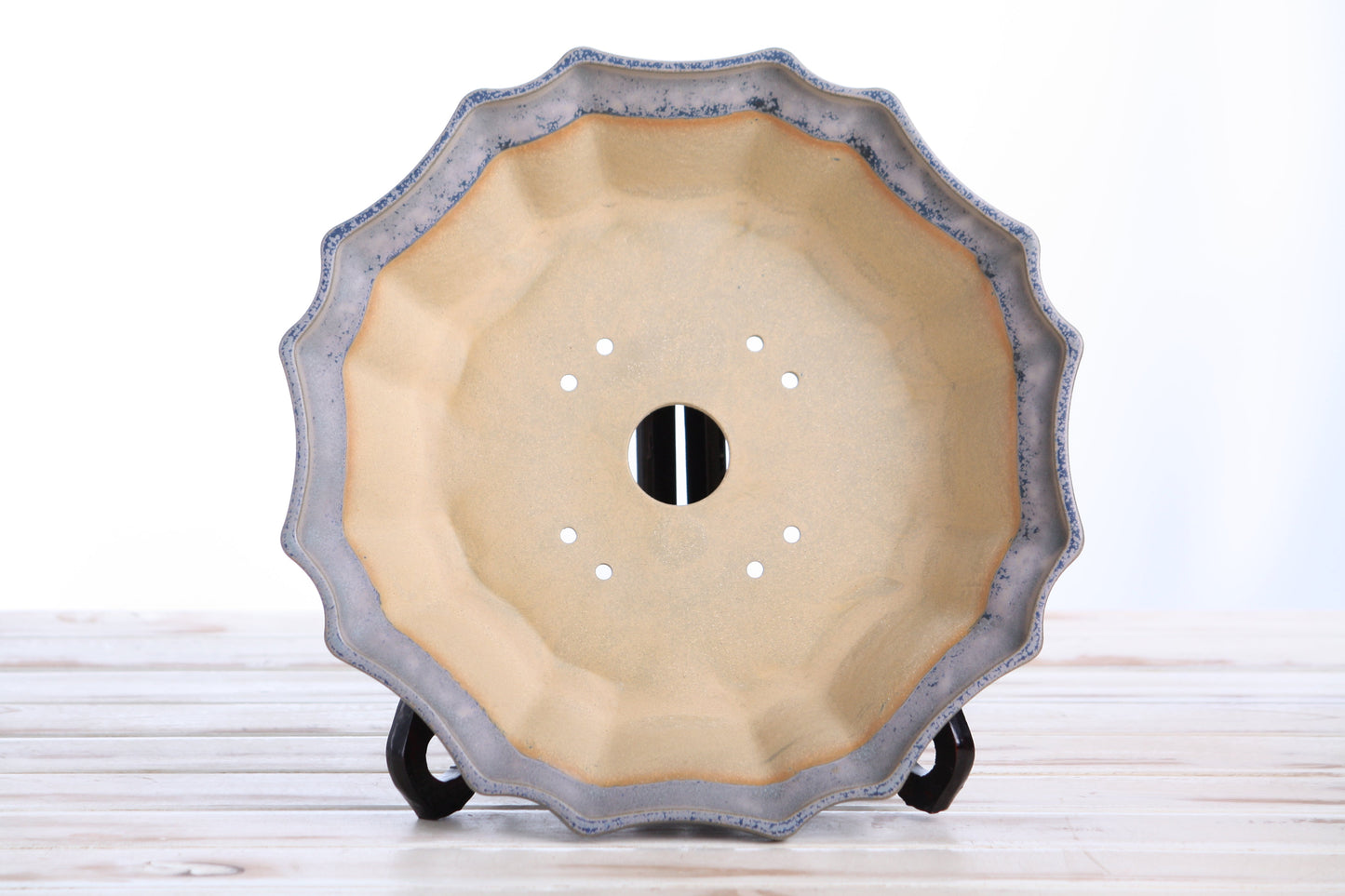 Willow Bonsai Ceramics Flower Design Bonsai Pot 10 Inch – Elegant Ceramic Bonsai & Succulent Planter, High‑Fired Frost‑Proof Stoneware with Drainage & Wiring Holes, Handmade in USA (Ocean)