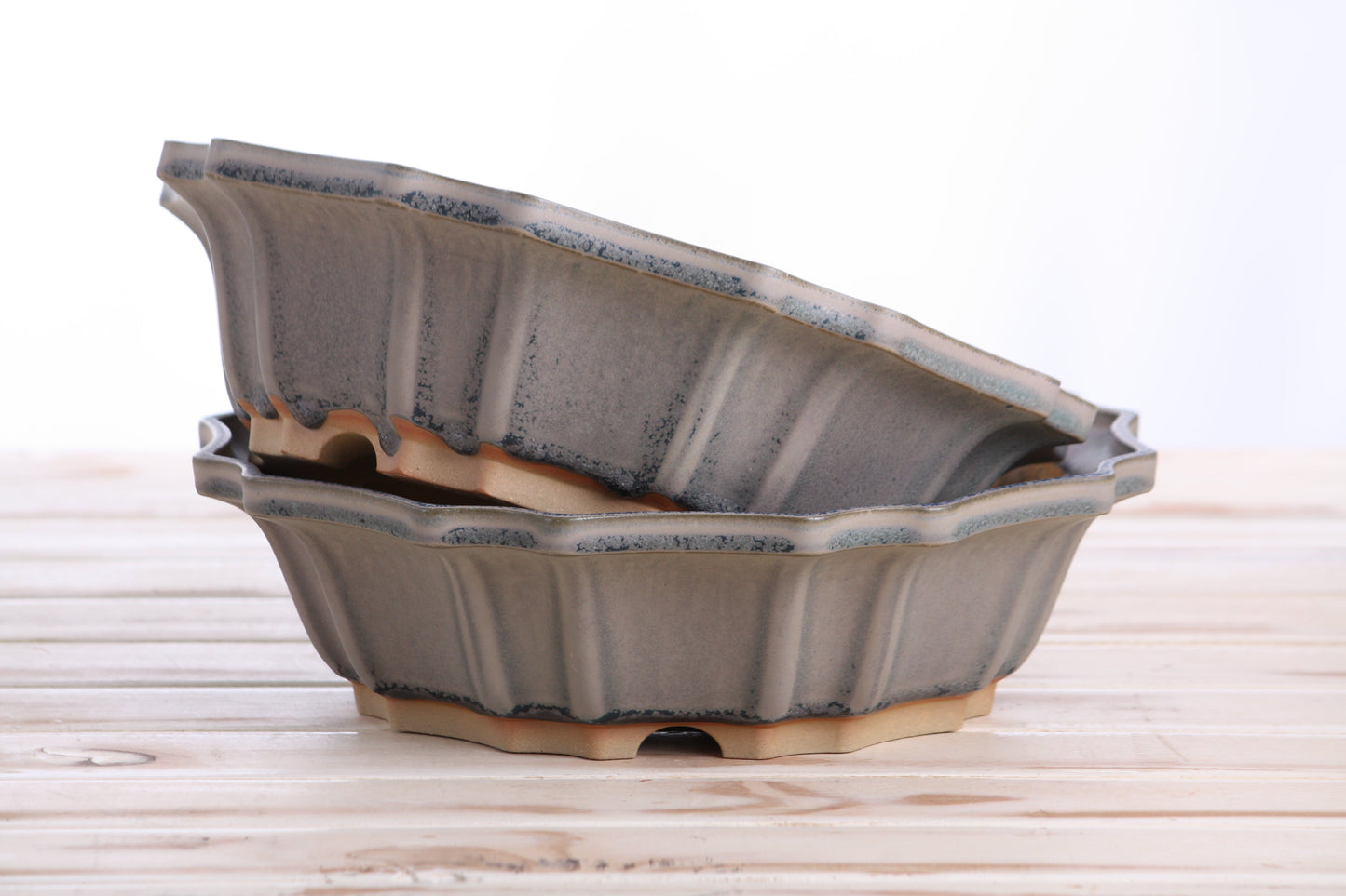 Willow Bonsai Ceramics Flower Design Bonsai Pot 10 Inch – Elegant Ceramic Bonsai & Succulent Planter, High‑Fired Frost‑Proof Stoneware with Drainage & Wiring Holes, Handmade in USA (Ocean)
