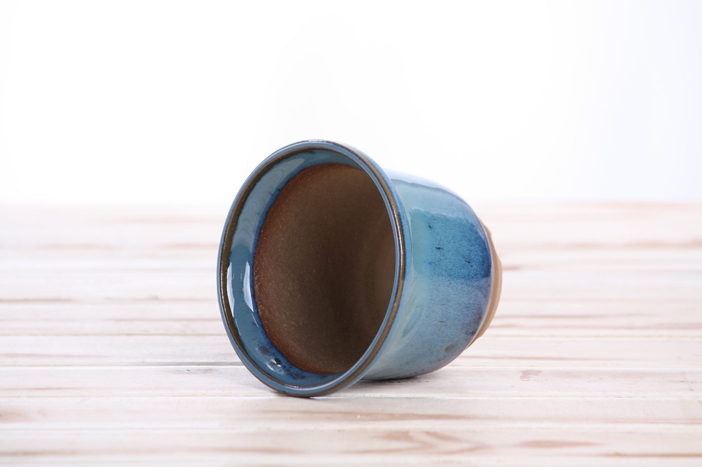 Willow Bonsai Ceramics Flute Bonsai Pot 4 Inch – Round Semi‑Cascade Ceramic Bonsai & Succulent Planter with Fluted Profile and Banded Base, High‑Fired Frost‑Proof Stoneware, Handmade in USA (Peacock)