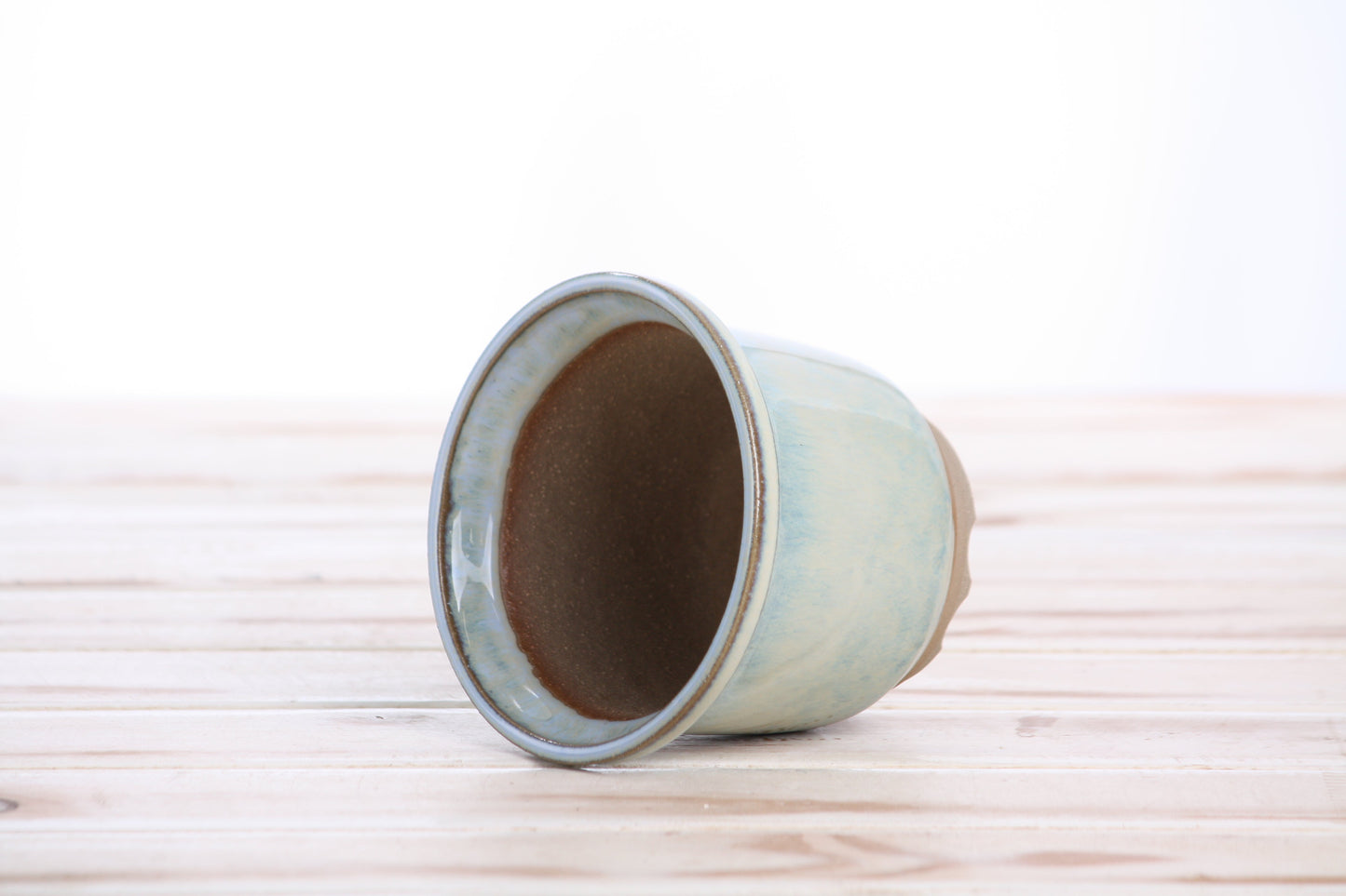 Willow Bonsai Ceramics Flute Bonsai Pot 4 Inch – Round Semi‑Cascade Ceramic Bonsai & Succulent Planter with Fluted Profile and Banded Base, High‑Fired Frost‑Proof Stoneware, Handmade in USA (Glacier)