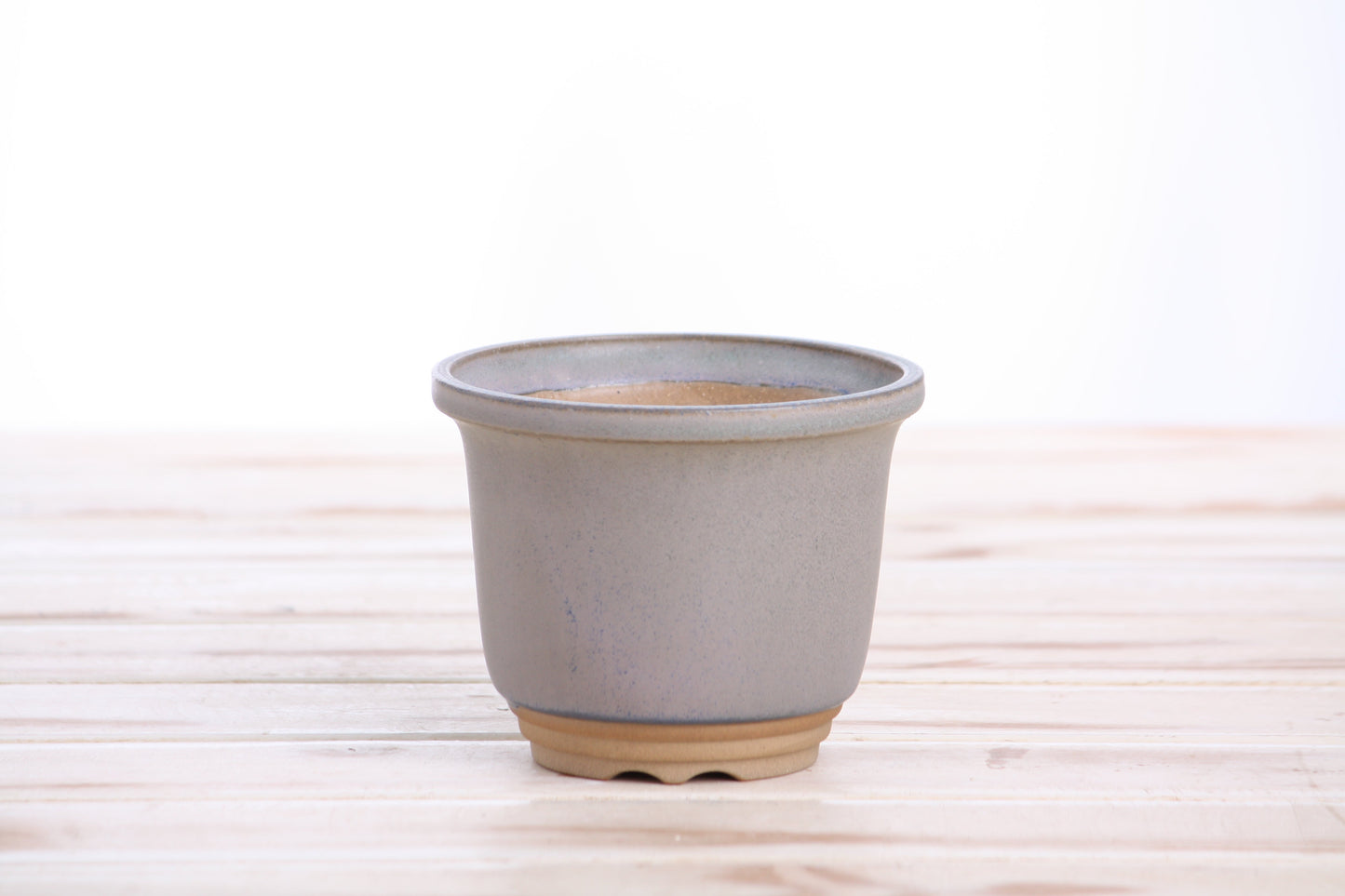 Willow Bonsai Ceramics Flute Bonsai Pot 4 Inch – Round Semi‑Cascade Ceramic Bonsai & Succulent Planter with Fluted Profile and Banded Base, High‑Fired Frost‑Proof Stoneware, Handmade in USA (Ocean)
