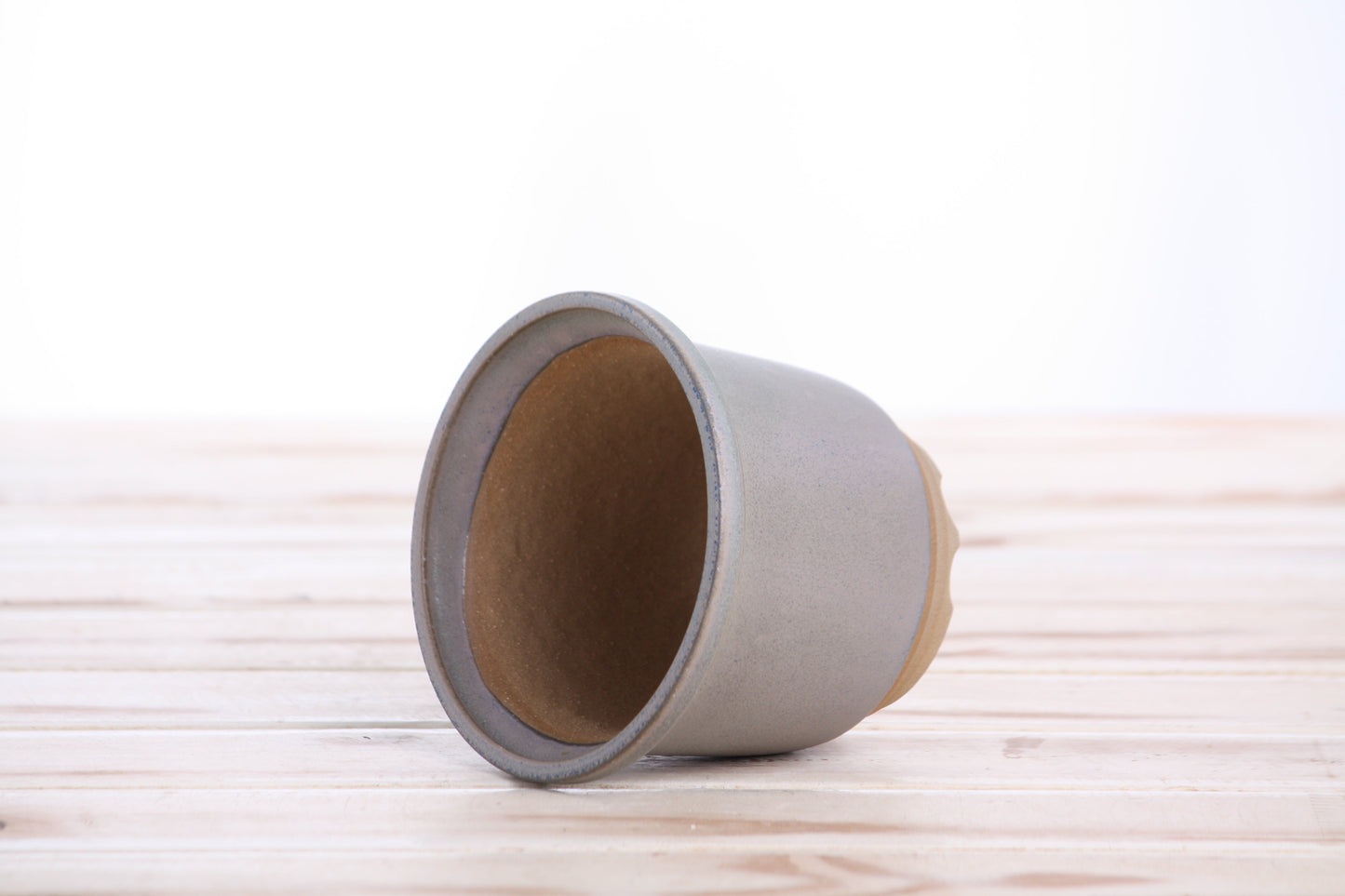 Willow Bonsai Ceramics Flute Bonsai Pot 4 Inch – Round Semi‑Cascade Ceramic Bonsai & Succulent Planter with Fluted Profile and Banded Base, High‑Fired Frost‑Proof Stoneware, Handmade in USA (Ocean)
