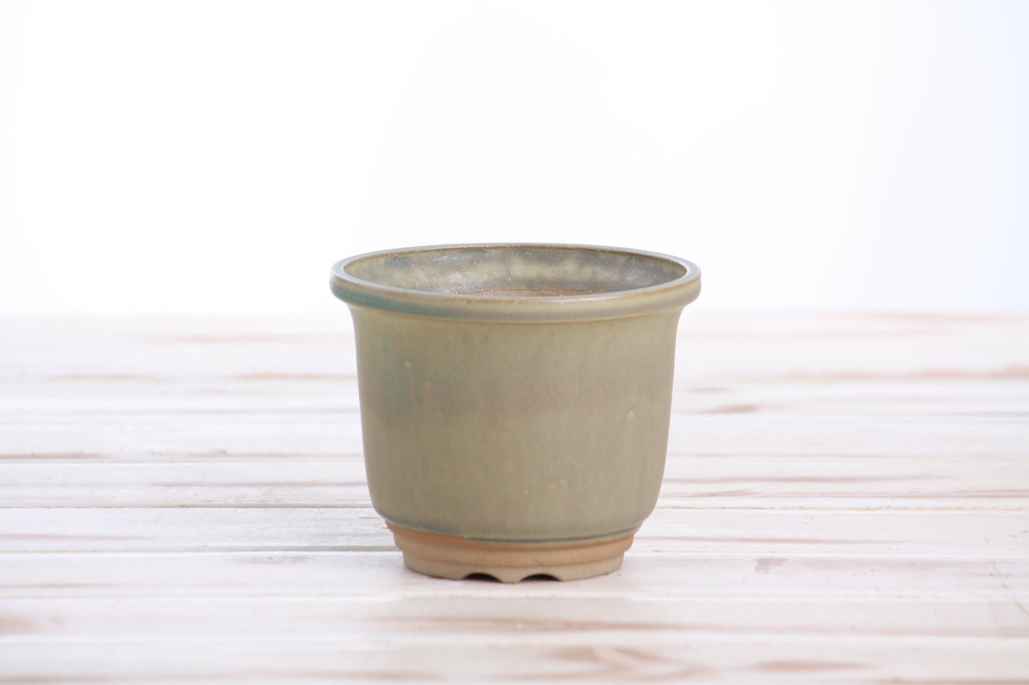Willow Bonsai Ceramics Flute Bonsai Pot 4 Inch – Round Semi‑Cascade Ceramic Bonsai & Succulent Planter with Fluted Profile and Banded Base, High‑Fired Frost‑Proof Stoneware, Handmade in USA (Speckled Moss)