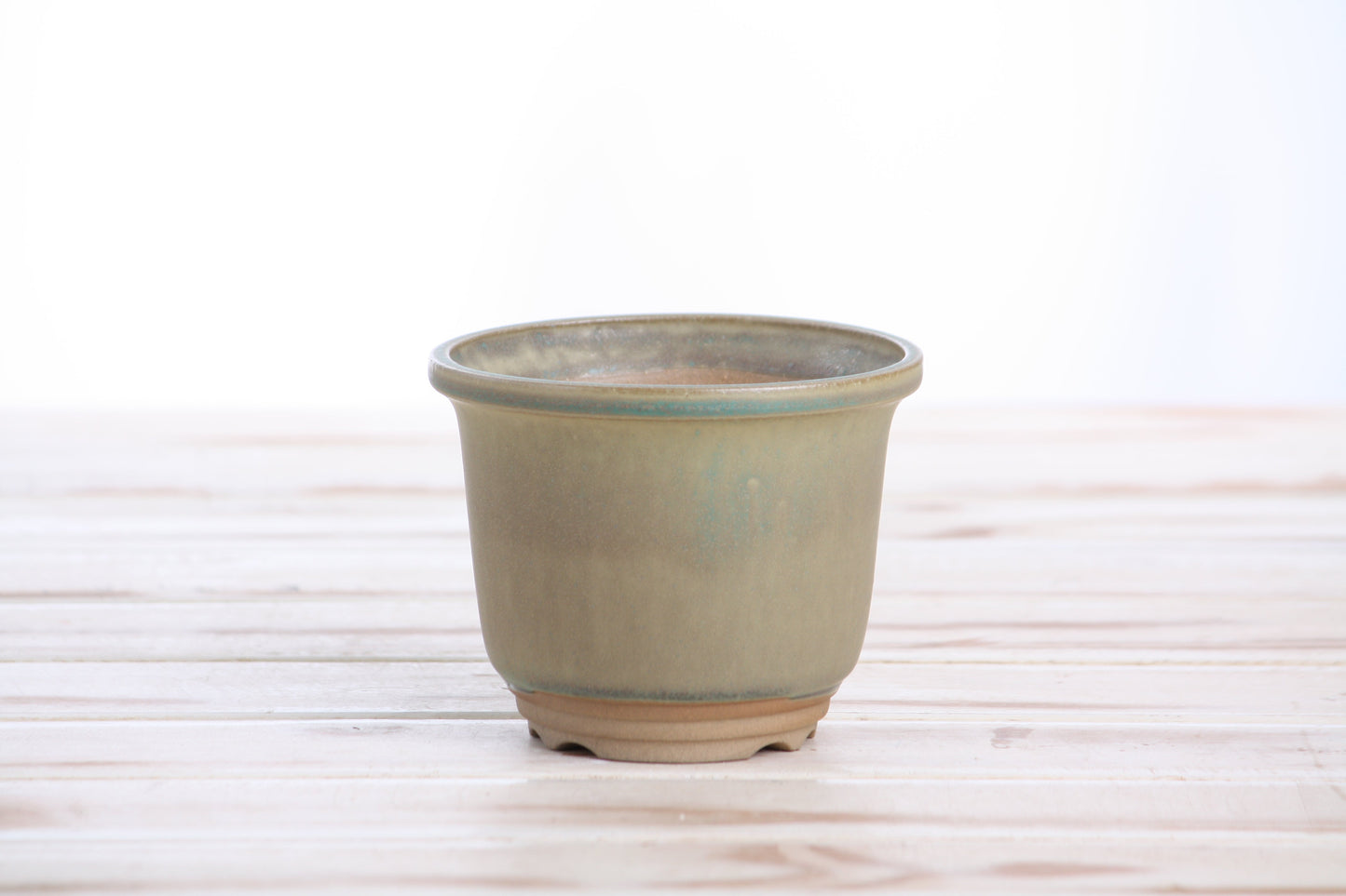 Willow Bonsai Ceramics Flute Bonsai Pot 4 Inch – Round Semi‑Cascade Ceramic Bonsai & Succulent Planter with Fluted Profile and Banded Base, High‑Fired Frost‑Proof Stoneware, Handmade in USA (Speckled Moss)