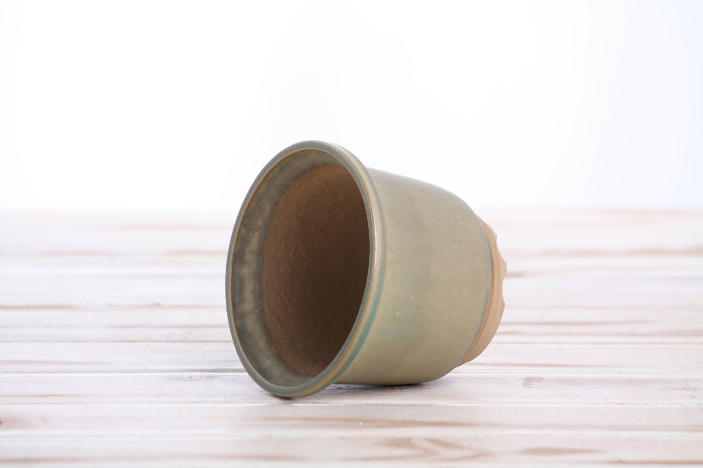 Willow Bonsai Ceramics Flute Bonsai Pot 4 Inch – Round Semi‑Cascade Ceramic Bonsai & Succulent Planter with Fluted Profile and Banded Base, High‑Fired Frost‑Proof Stoneware, Handmade in USA (Speckled Moss)