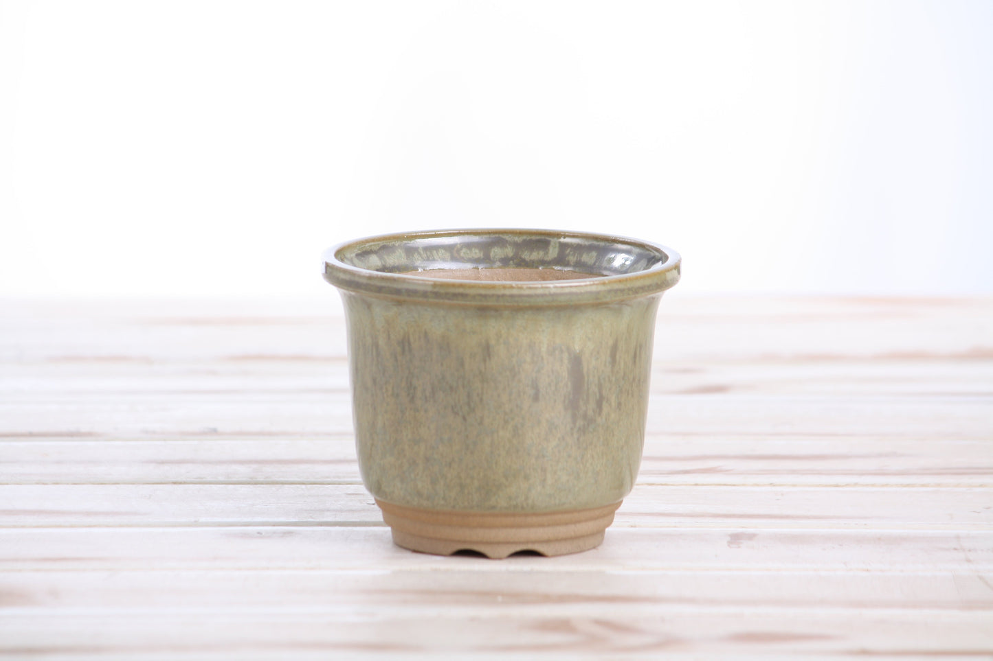 Willow Bonsai Ceramics Flute Bonsai Pot 4 Inch – Round Semi‑Cascade Ceramic Bonsai & Succulent Planter with Fluted Profile and Banded Base, High‑Fired Frost‑Proof Stoneware, Handmade in USA (Copenhagen)