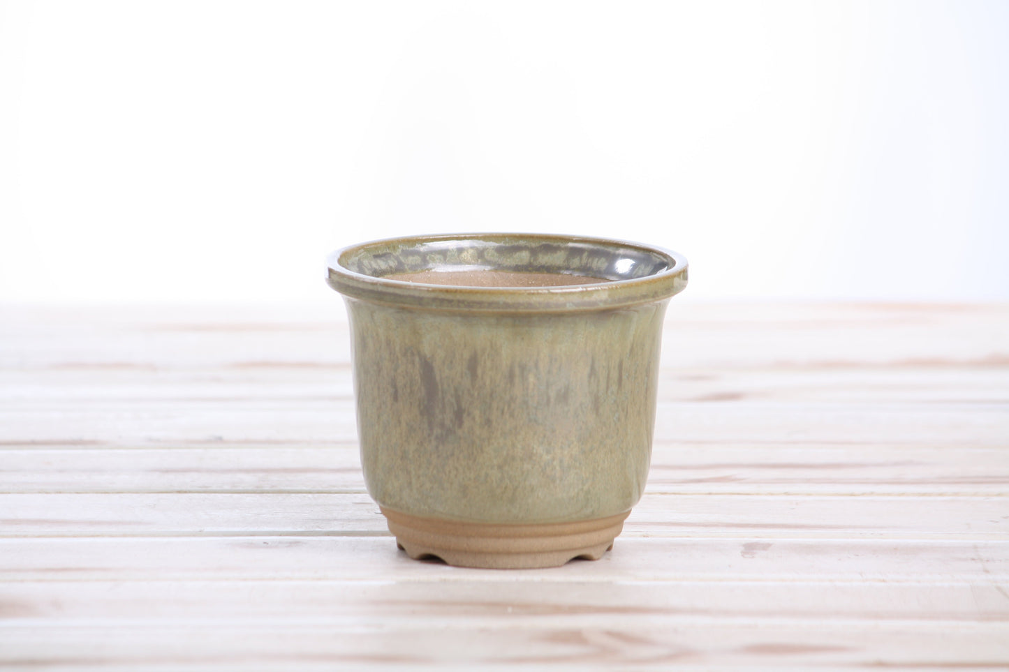 Willow Bonsai Ceramics Flute Bonsai Pot 4 Inch – Round Semi‑Cascade Ceramic Bonsai & Succulent Planter with Fluted Profile and Banded Base, High‑Fired Frost‑Proof Stoneware, Handmade in USA (Copenhagen)