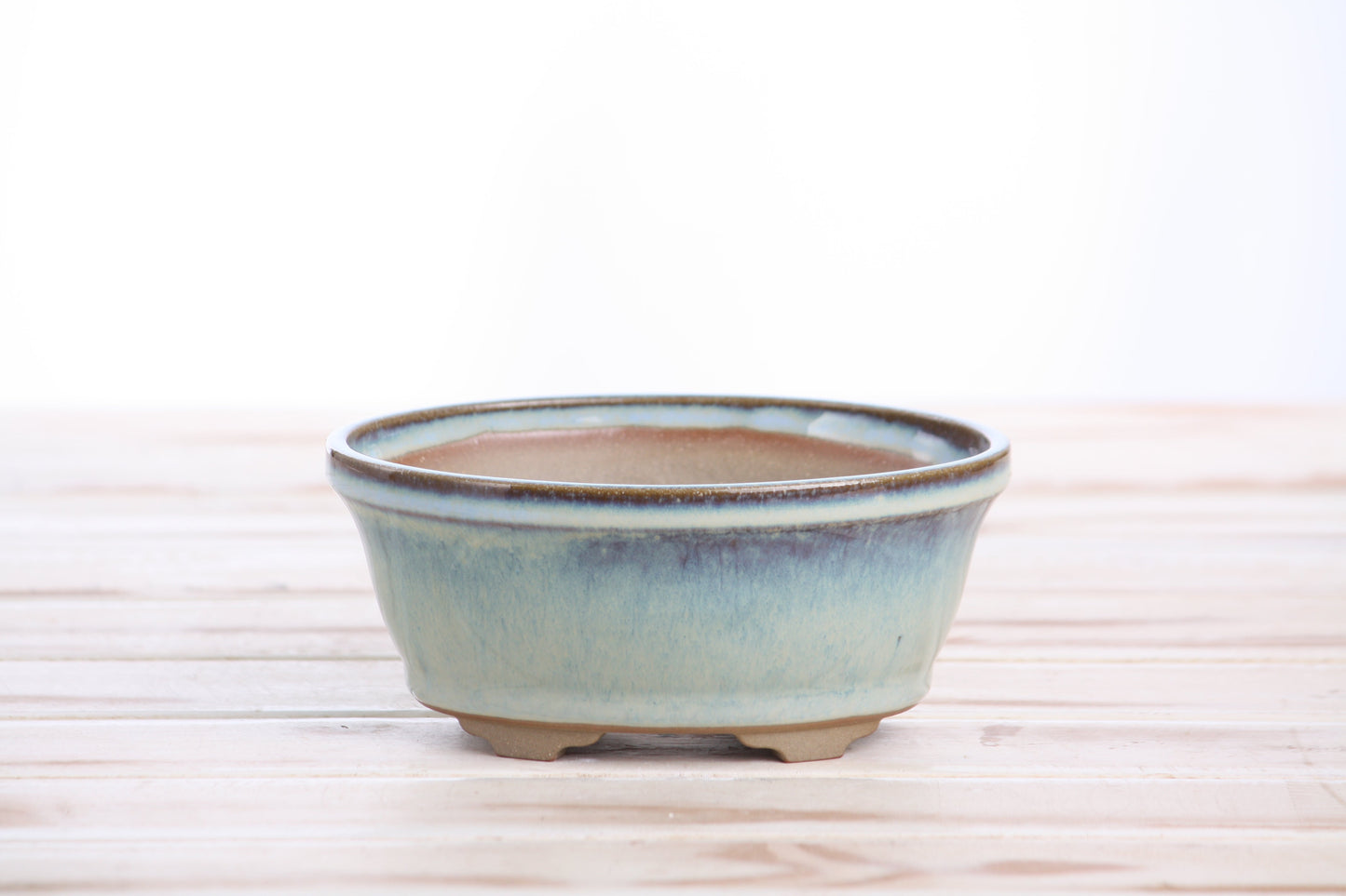 Willow Bonsai Ceramics Oval B Bonsai Pot 5.5 Inch – Tapered Oval Ceramic Bonsai & Succulent Planter with Accentuated Rim, High‑Fired Frost‑Proof Stoneware, Handmade in USA (Glacier)