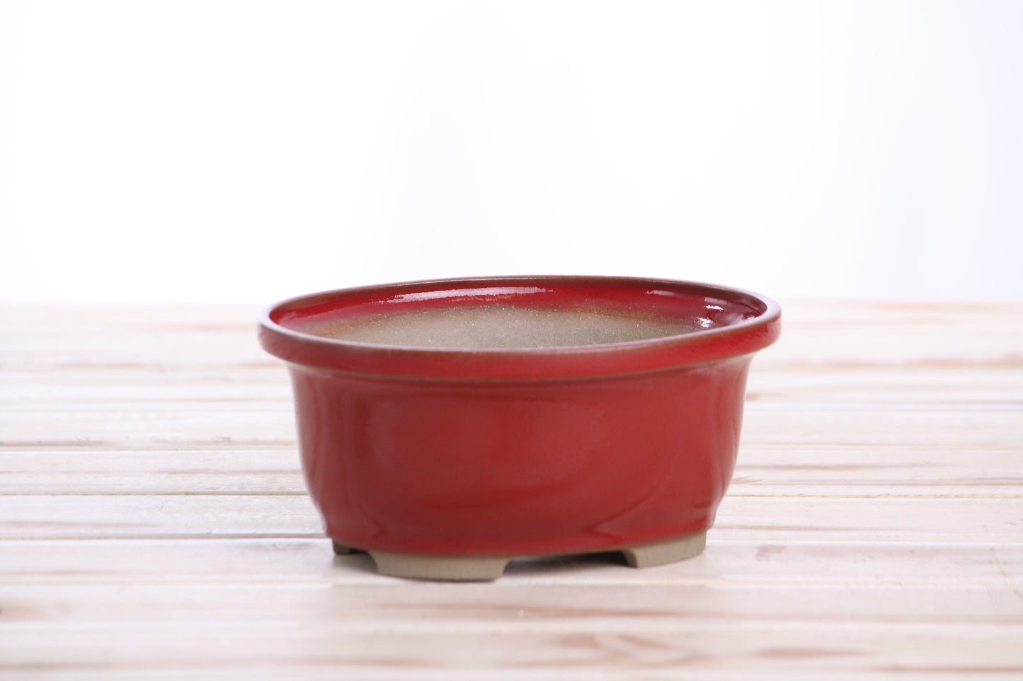 Willow Bonsai Ceramics Fat Bonsai Pot 5.5 Inch – Bold Oval Ceramic Bonsai & Succulent Planter with Accentuated Rim, High‑Fired Frost‑Proof Stoneware, Handmade in USA (Red)