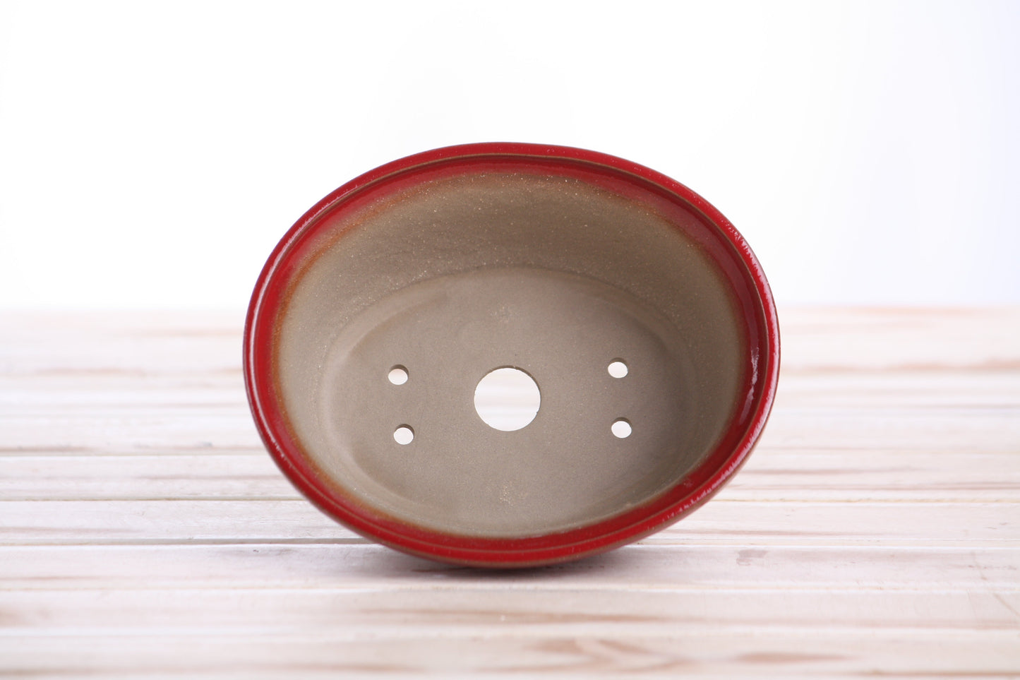 Willow Bonsai Ceramics Fat Bonsai Pot 5.5 Inch – Bold Oval Ceramic Bonsai & Succulent Planter with Accentuated Rim, High‑Fired Frost‑Proof Stoneware, Handmade in USA (Red)