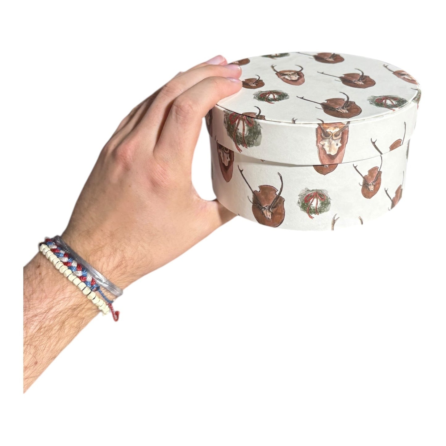Round Handmade Recycled Paper Antler & Wreath Nesting Gift Boxes | 8 Sizes