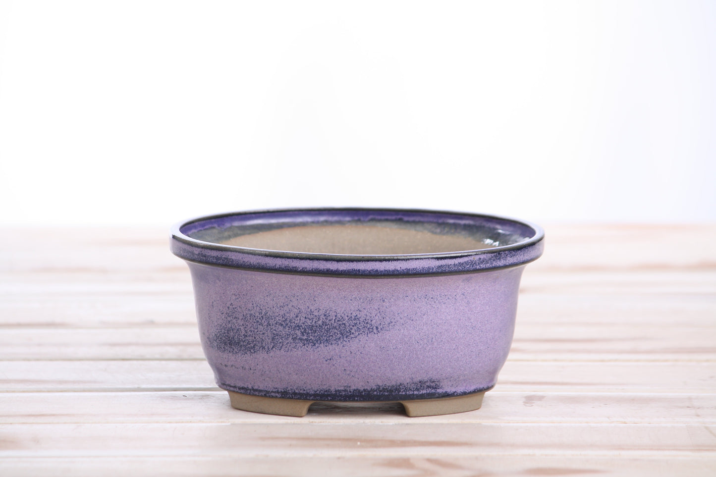 Willow Bonsai Ceramics Fat Bonsai Pot 5.5 Inch – Bold Oval Ceramic Bonsai & Succulent Planter with Accentuated Rim, High‑Fired Frost‑Proof Stoneware, Handmade in USA (Purple)