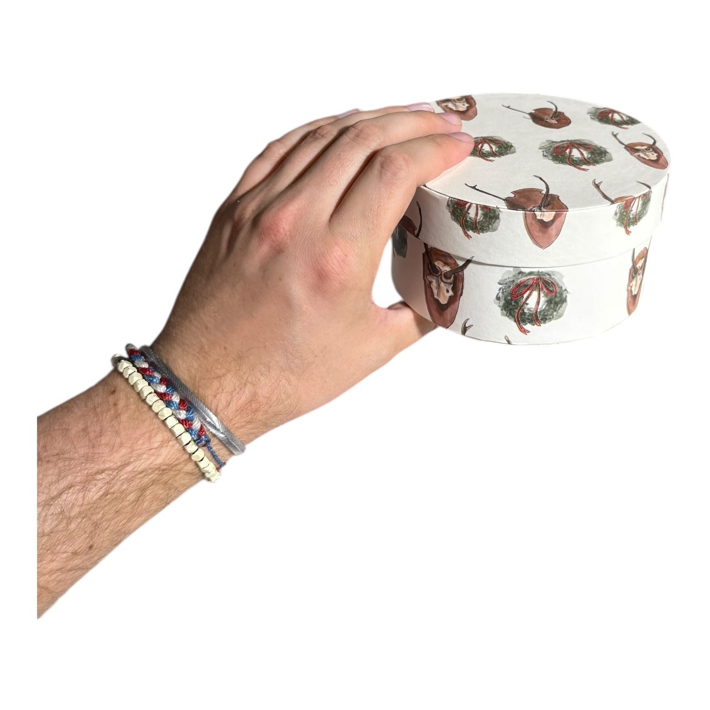 Round Handmade Recycled Paper Antler & Wreath Nesting Gift Boxes | 8 Sizes