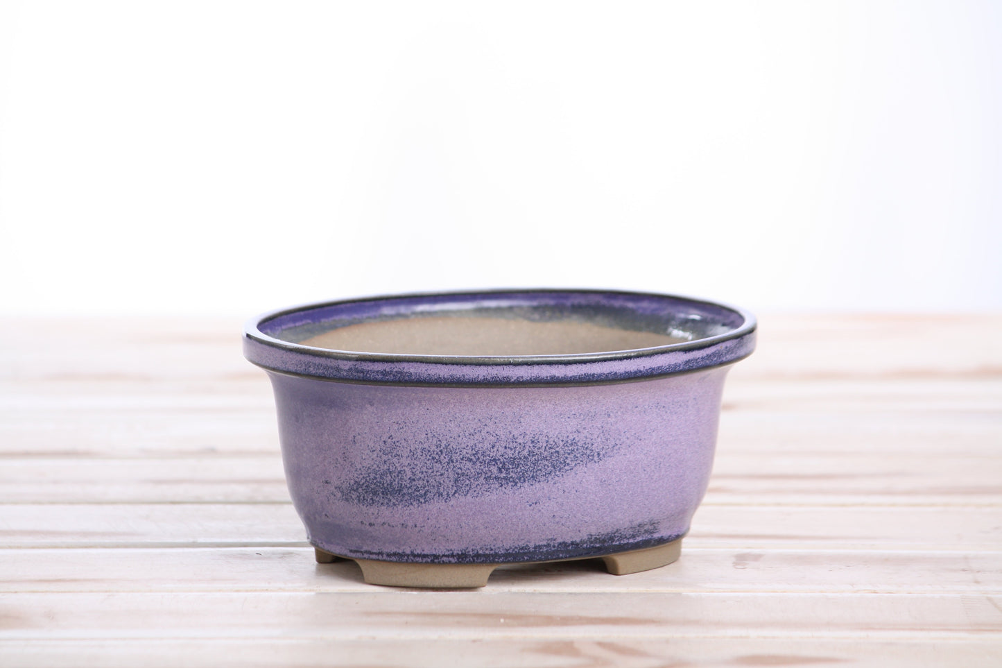 Willow Bonsai Ceramics Fat Bonsai Pot 5.5 Inch – Bold Oval Ceramic Bonsai & Succulent Planter with Accentuated Rim, High‑Fired Frost‑Proof Stoneware, Handmade in USA (Purple)