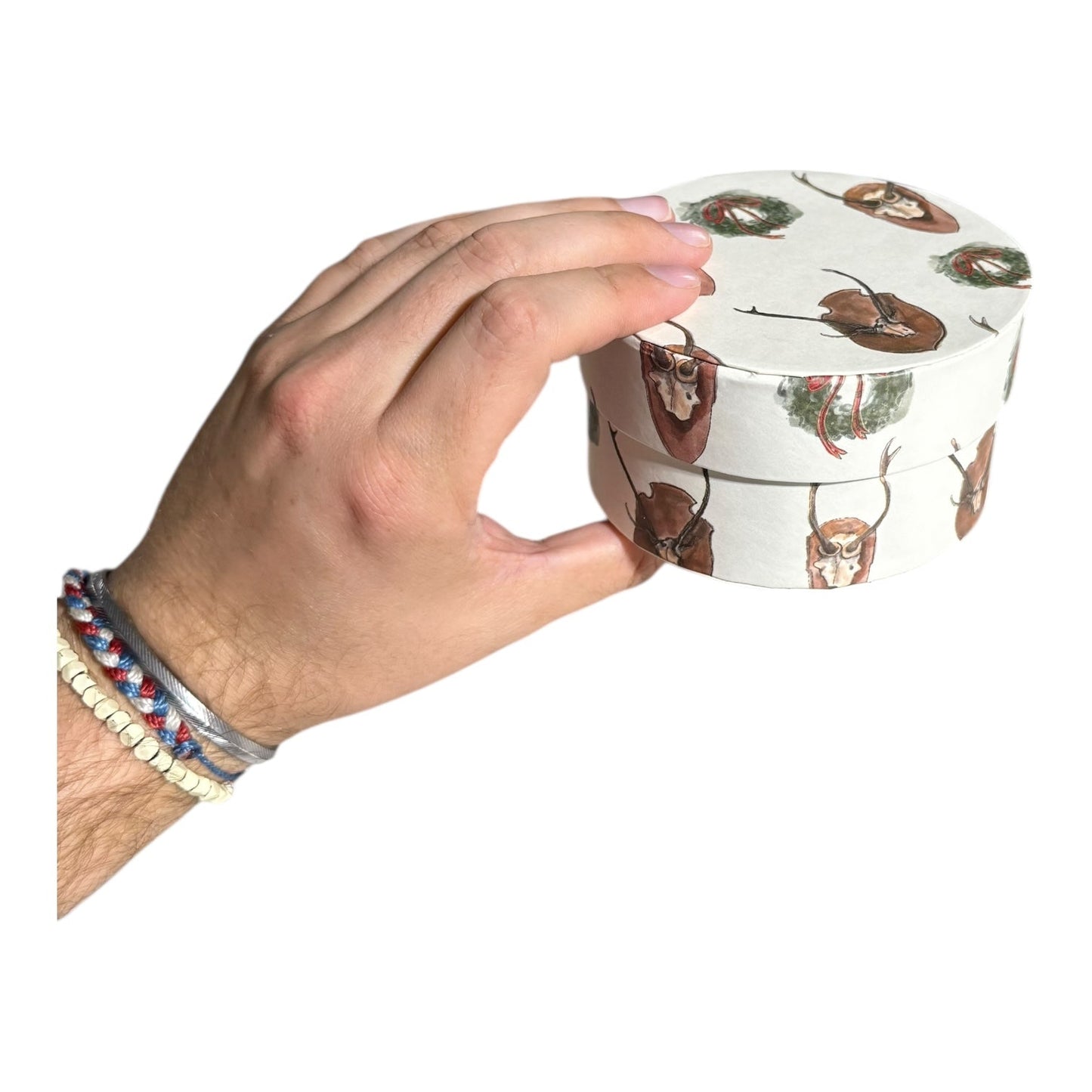 Round Handmade Recycled Paper Antler & Wreath Nesting Gift Boxes | 8 Sizes