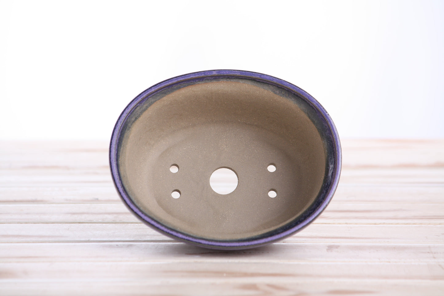 Willow Bonsai Ceramics Fat Bonsai Pot 5.5 Inch – Bold Oval Ceramic Bonsai & Succulent Planter with Accentuated Rim, High‑Fired Frost‑Proof Stoneware, Handmade in USA (Purple)