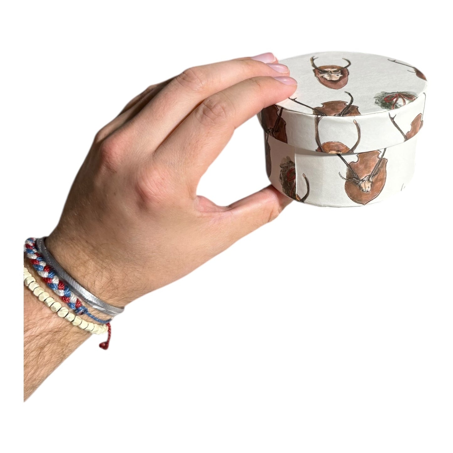 Round Handmade Recycled Paper Antler & Wreath Nesting Gift Boxes | 8 Sizes