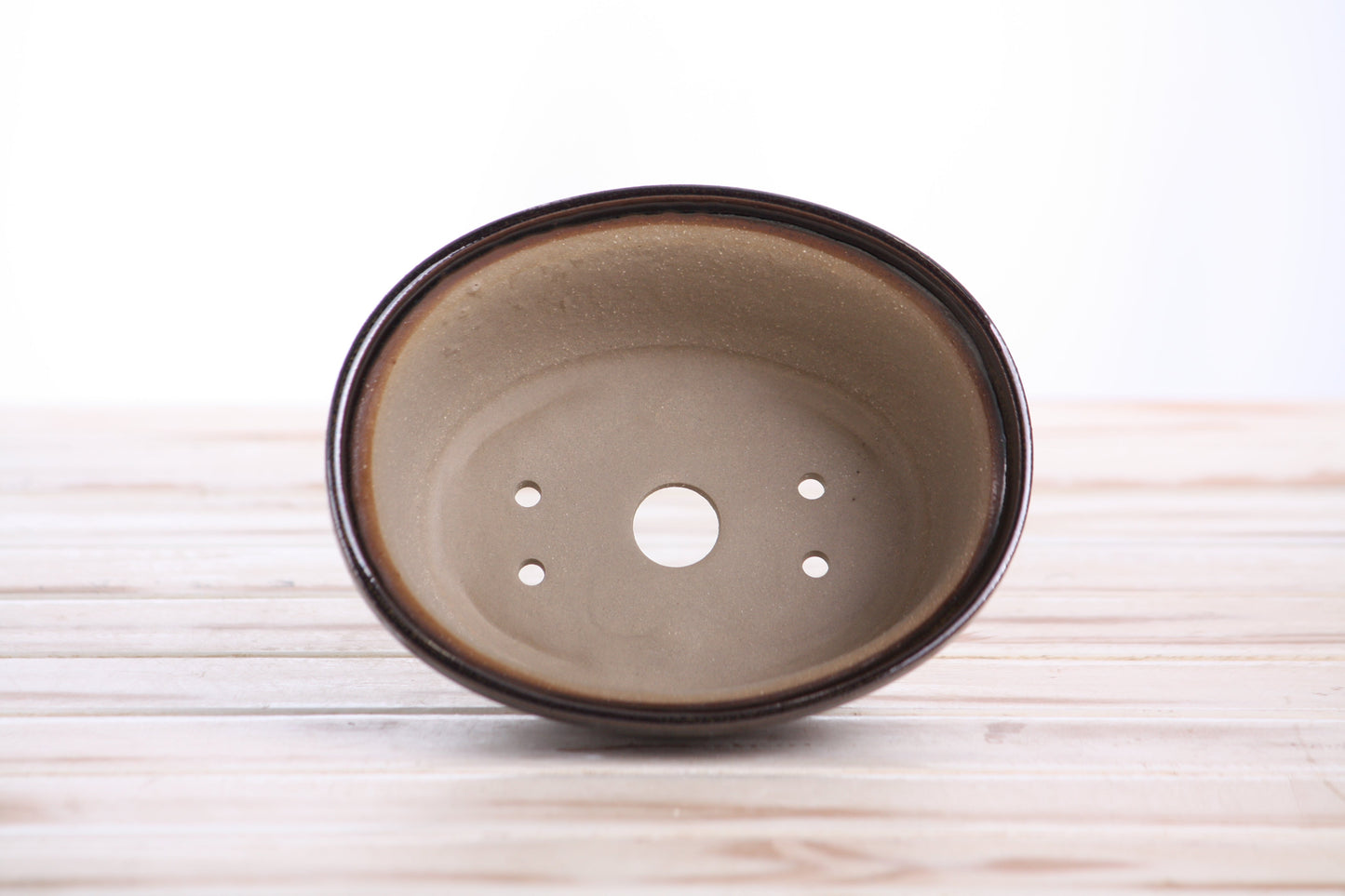 Willow Bonsai Ceramics Fat Bonsai Pot 5.5 Inch – Bold Oval Ceramic Bonsai & Succulent Planter with Accentuated Rim, High‑Fired Frost‑Proof Stoneware, Handmade in USA (Dark Honey)
