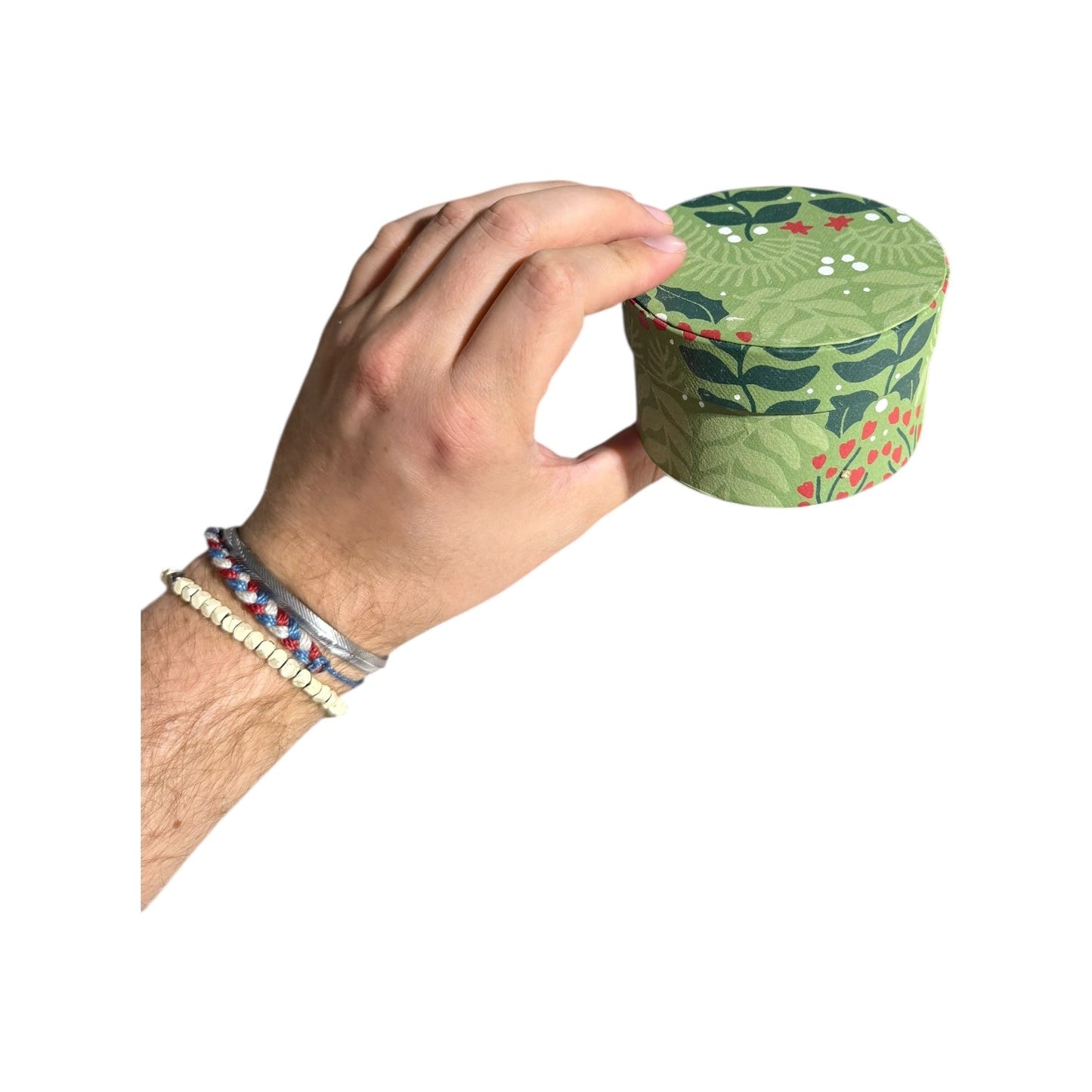 Round Handmade Recycled Paper Botanical Green Nesting Gift Boxes | 8 Sizes