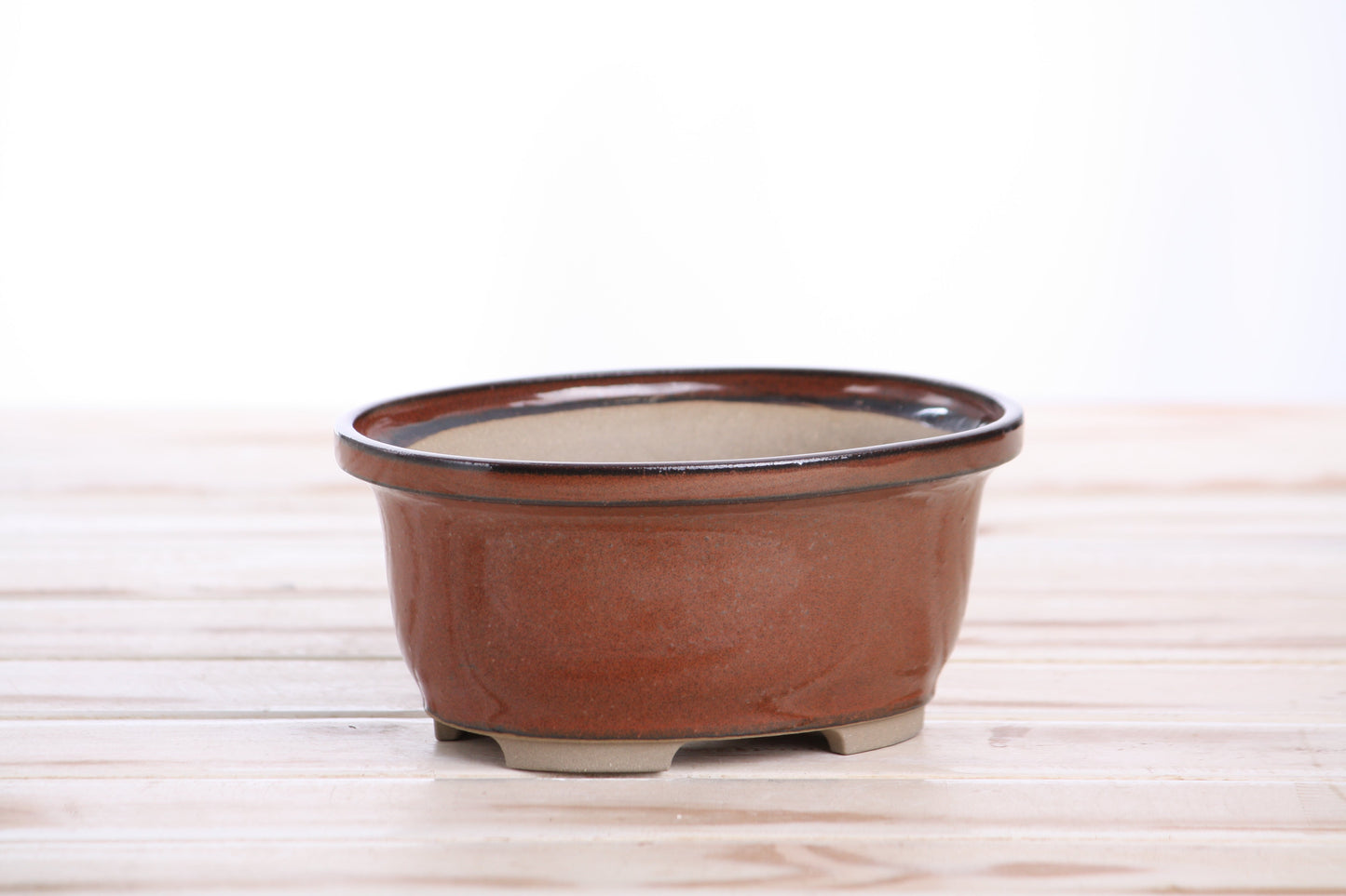 Willow Bonsai Ceramics Fat Bonsai Pot 5.5 Inch – Bold Oval Ceramic Bonsai & Succulent Planter with Accentuated Rim, High‑Fired Frost‑Proof Stoneware, Handmade in USA (Sunset)