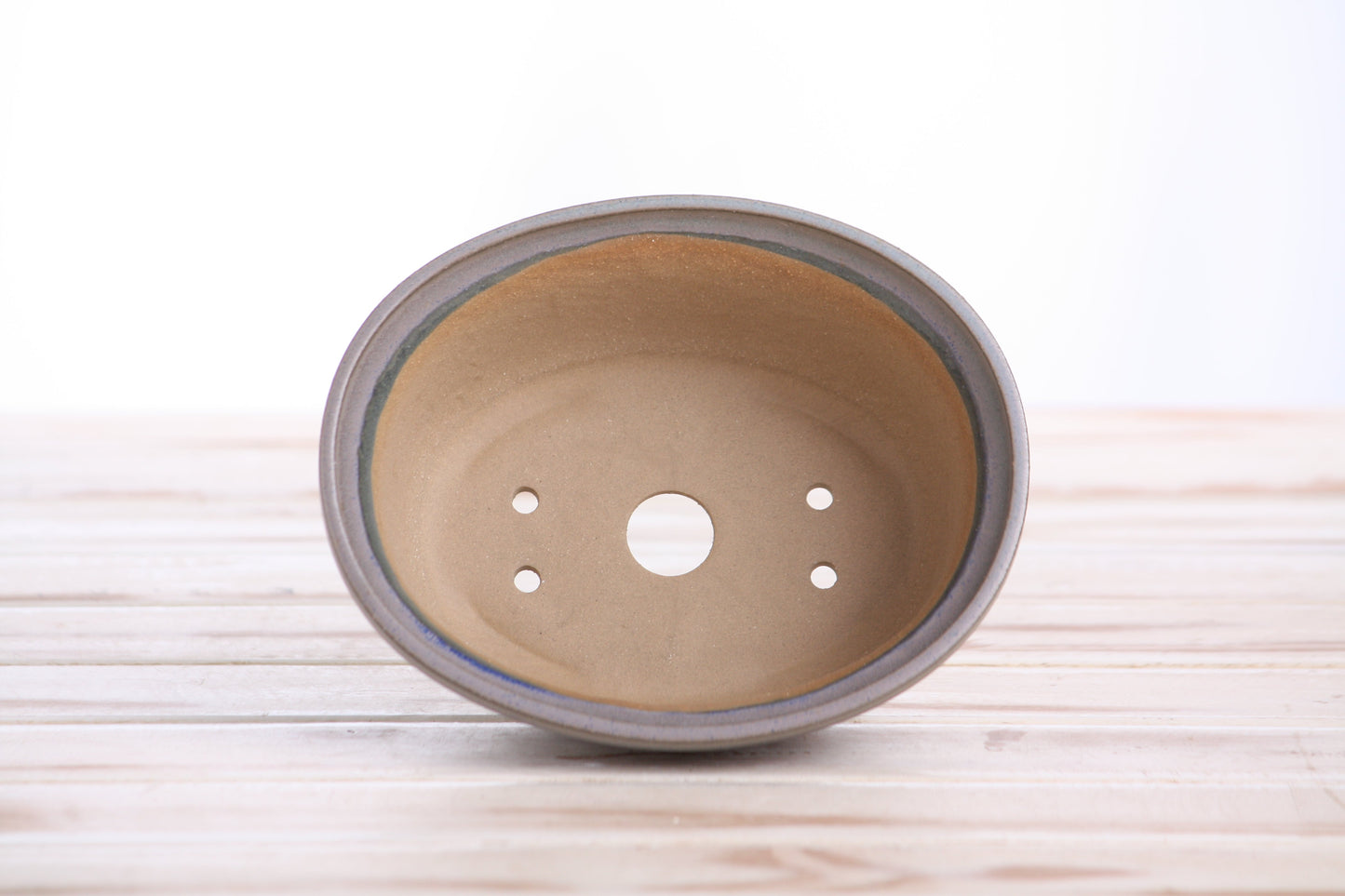 Willow Bonsai Ceramics Fat Bonsai Pot 5.5 Inch – Bold Oval Ceramic Bonsai & Succulent Planter with Accentuated Rim, High‑Fired Frost‑Proof Stoneware, Handmade in USA (Ocean)