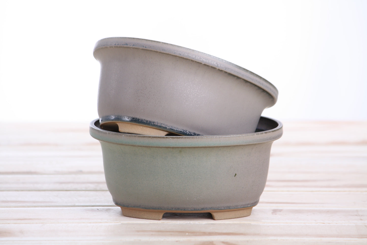 Willow Bonsai Ceramics Fat Bonsai Pot 5.5 Inch – Bold Oval Ceramic Bonsai & Succulent Planter with Accentuated Rim, High‑Fired Frost‑Proof Stoneware, Handmade in USA (Ocean)