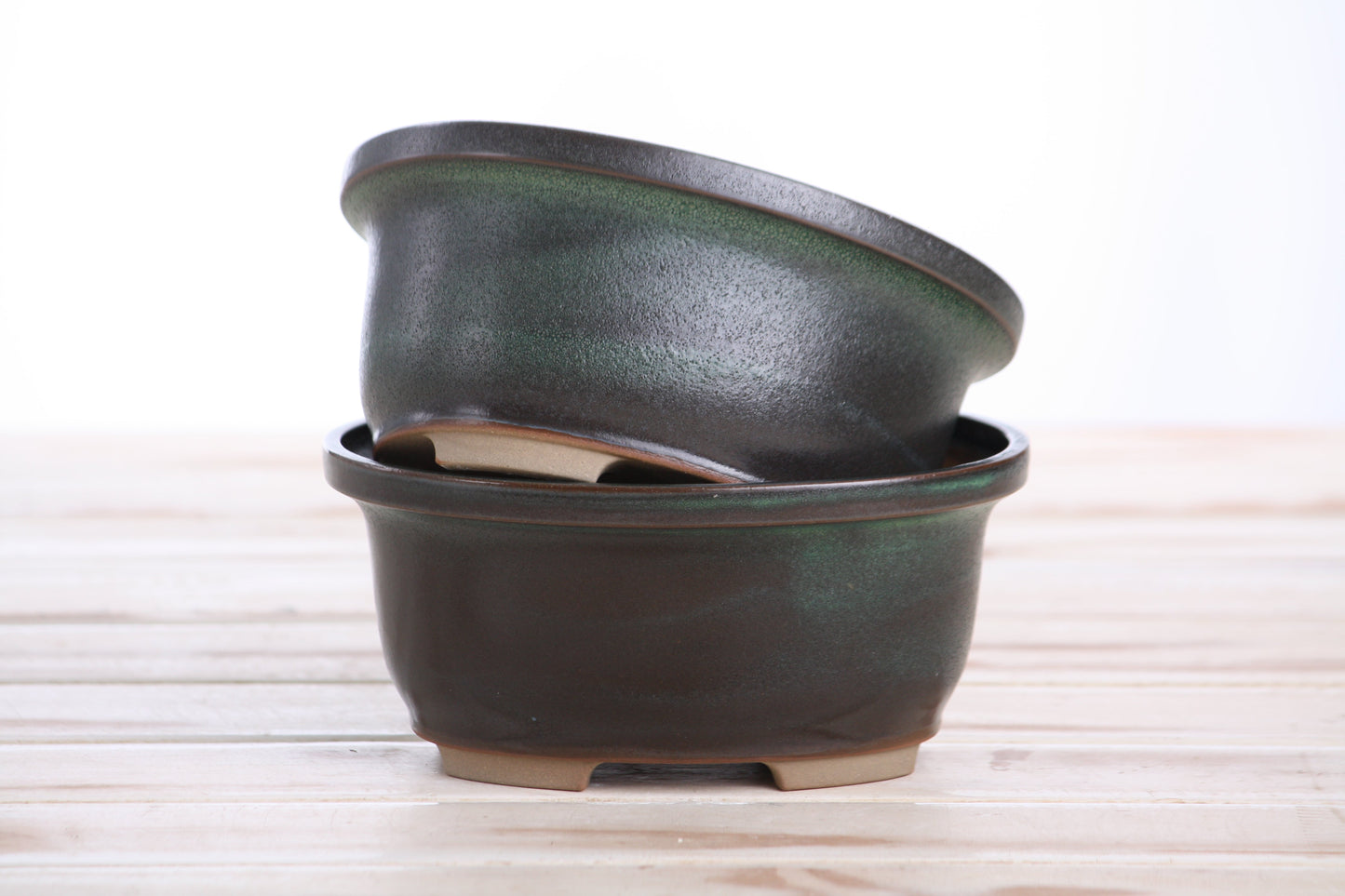 Willow Bonsai Ceramics Fat Bonsai Pot 5.5 Inch – Bold Oval Ceramic Bonsai & Succulent Planter with Accentuated Rim, High‑Fired Frost‑Proof Stoneware, Handmade in USA (Avocado)