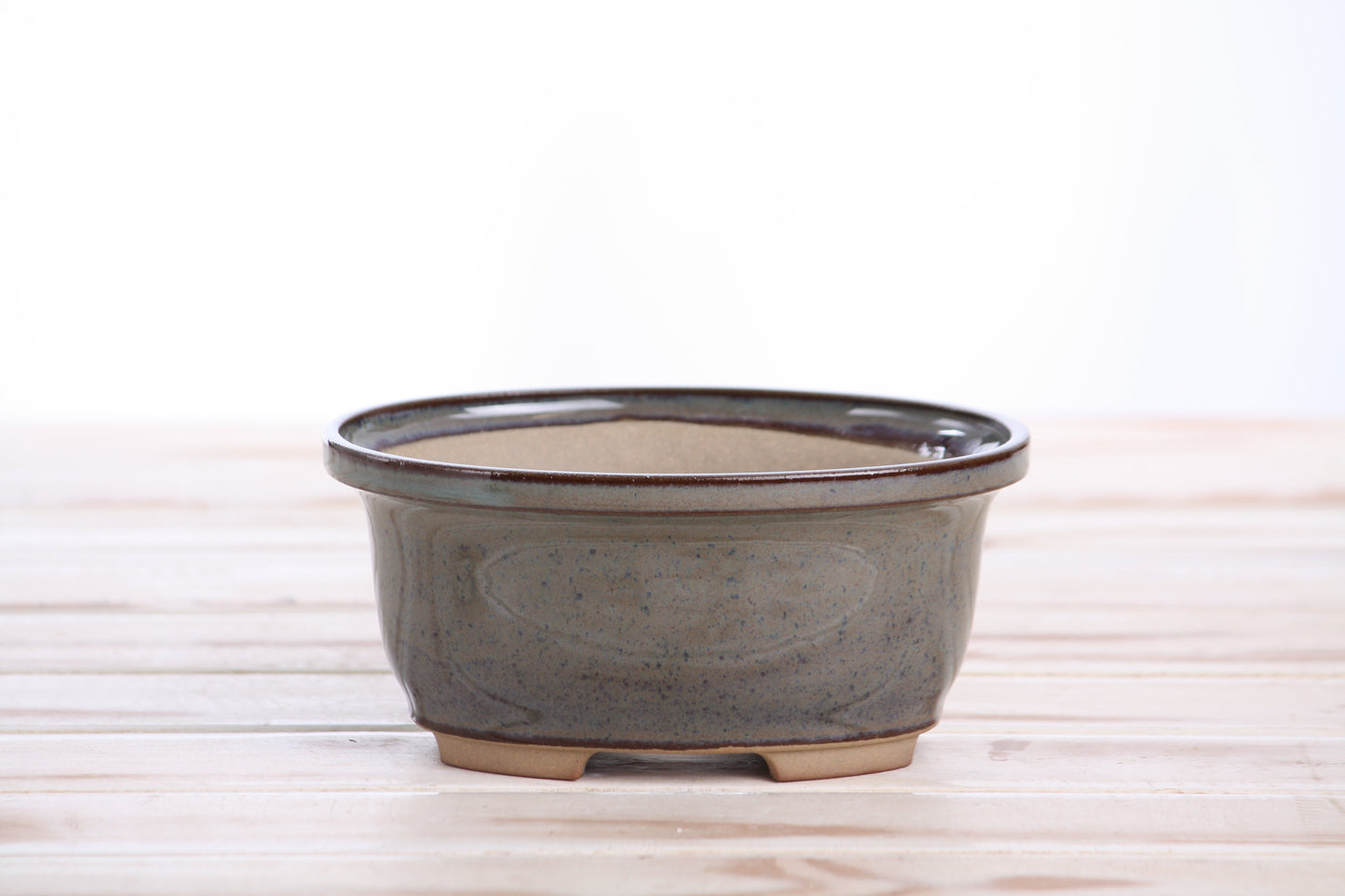 Willow Bonsai Ceramics Fat Bonsai Pot 5.5 Inch – Bold Oval Ceramic Bonsai & Succulent Planter with Accentuated Rim, High‑Fired Frost‑Proof Stoneware, Handmade in USA (Starry Night)