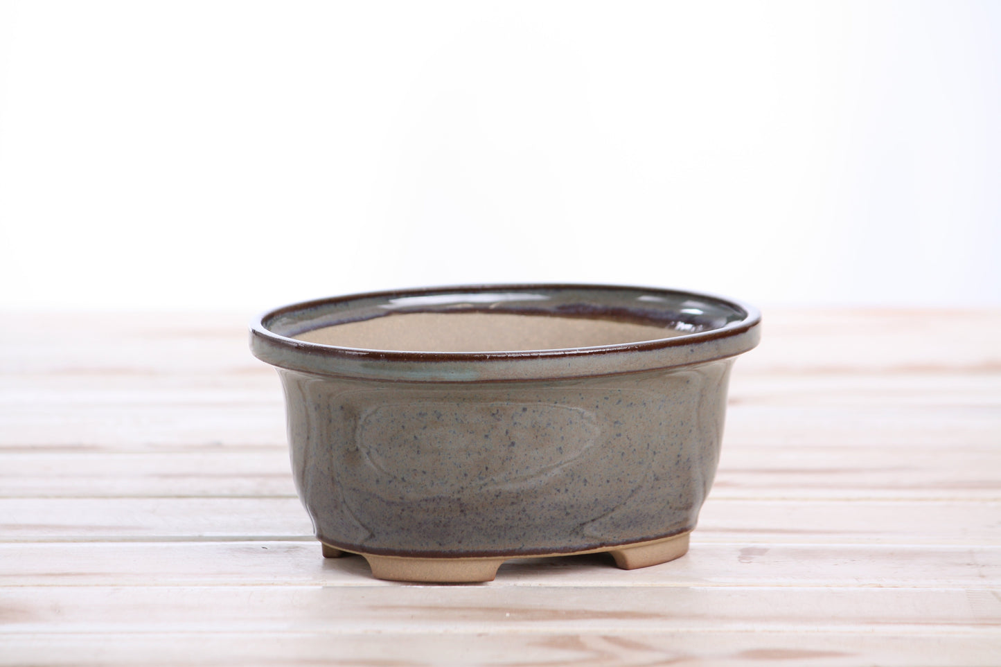 Willow Bonsai Ceramics Fat Bonsai Pot 5.5 Inch – Bold Oval Ceramic Bonsai & Succulent Planter with Accentuated Rim, High‑Fired Frost‑Proof Stoneware, Handmade in USA (Starry Night)