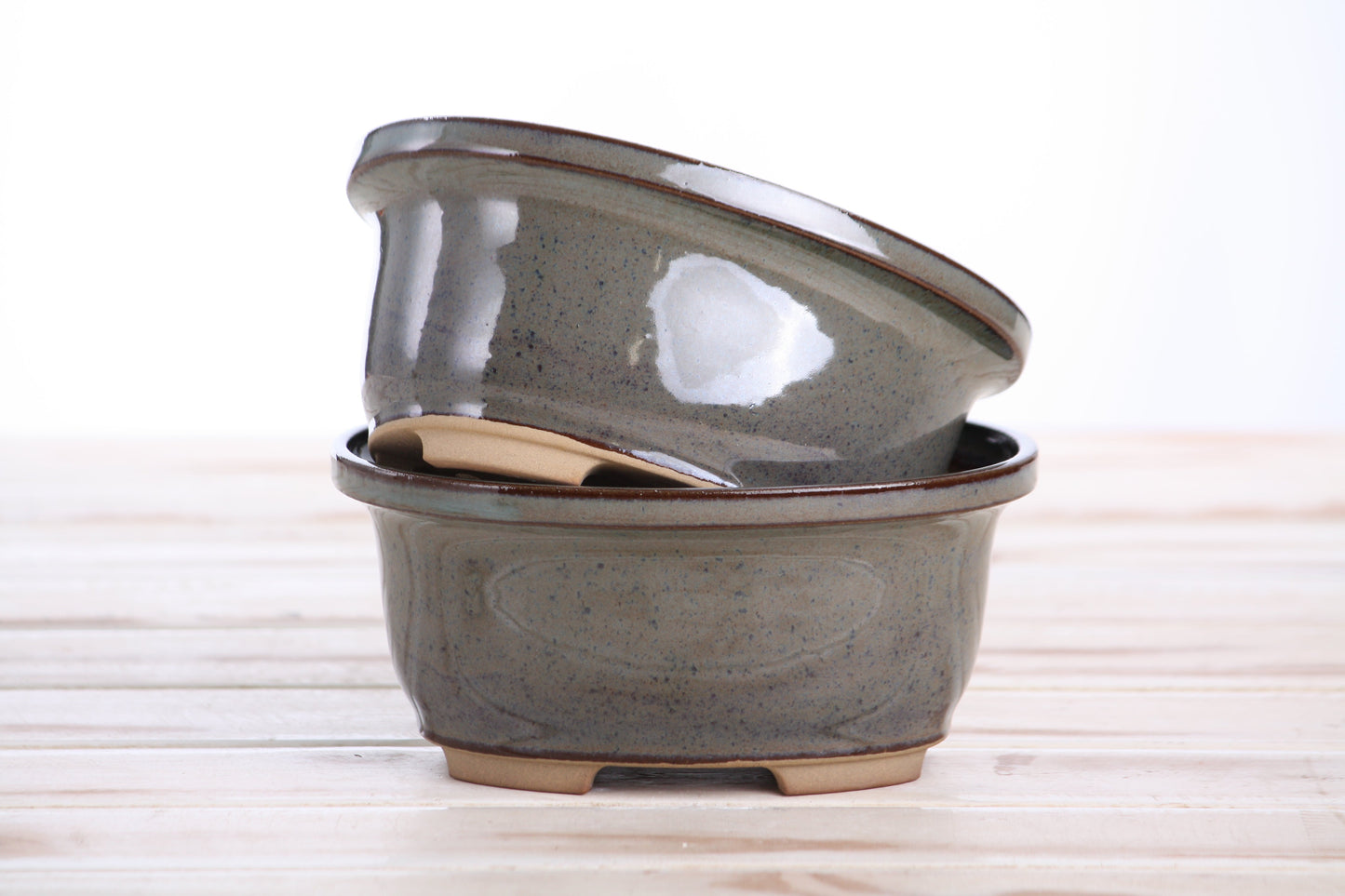 Willow Bonsai Ceramics Fat Bonsai Pot 5.5 Inch – Bold Oval Ceramic Bonsai & Succulent Planter with Accentuated Rim, High‑Fired Frost‑Proof Stoneware, Handmade in USA (Starry Night)
