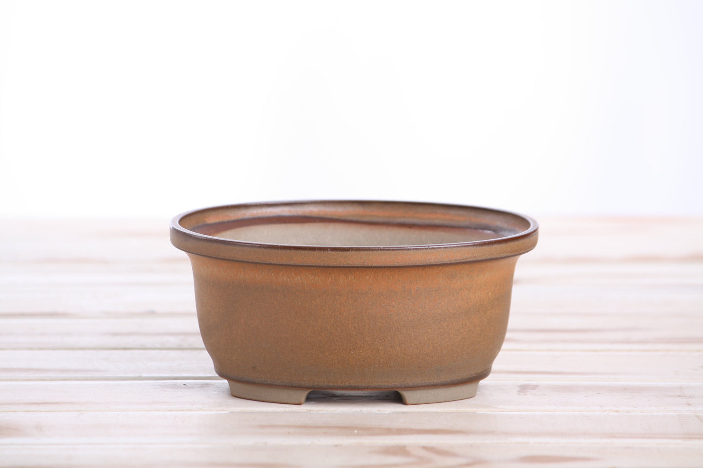 Willow Bonsai Ceramics Fat Bonsai Pot 5.5 Inch – Bold Oval Ceramic Bonsai & Succulent Planter with Accentuated Rim, High‑Fired Frost‑Proof Stoneware, Handmade in USA (Deep Stone)
