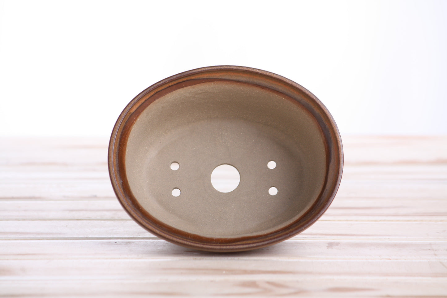 Willow Bonsai Ceramics Fat Bonsai Pot 5.5 Inch – Bold Oval Ceramic Bonsai & Succulent Planter with Accentuated Rim, High‑Fired Frost‑Proof Stoneware, Handmade in USA (Deep Stone)