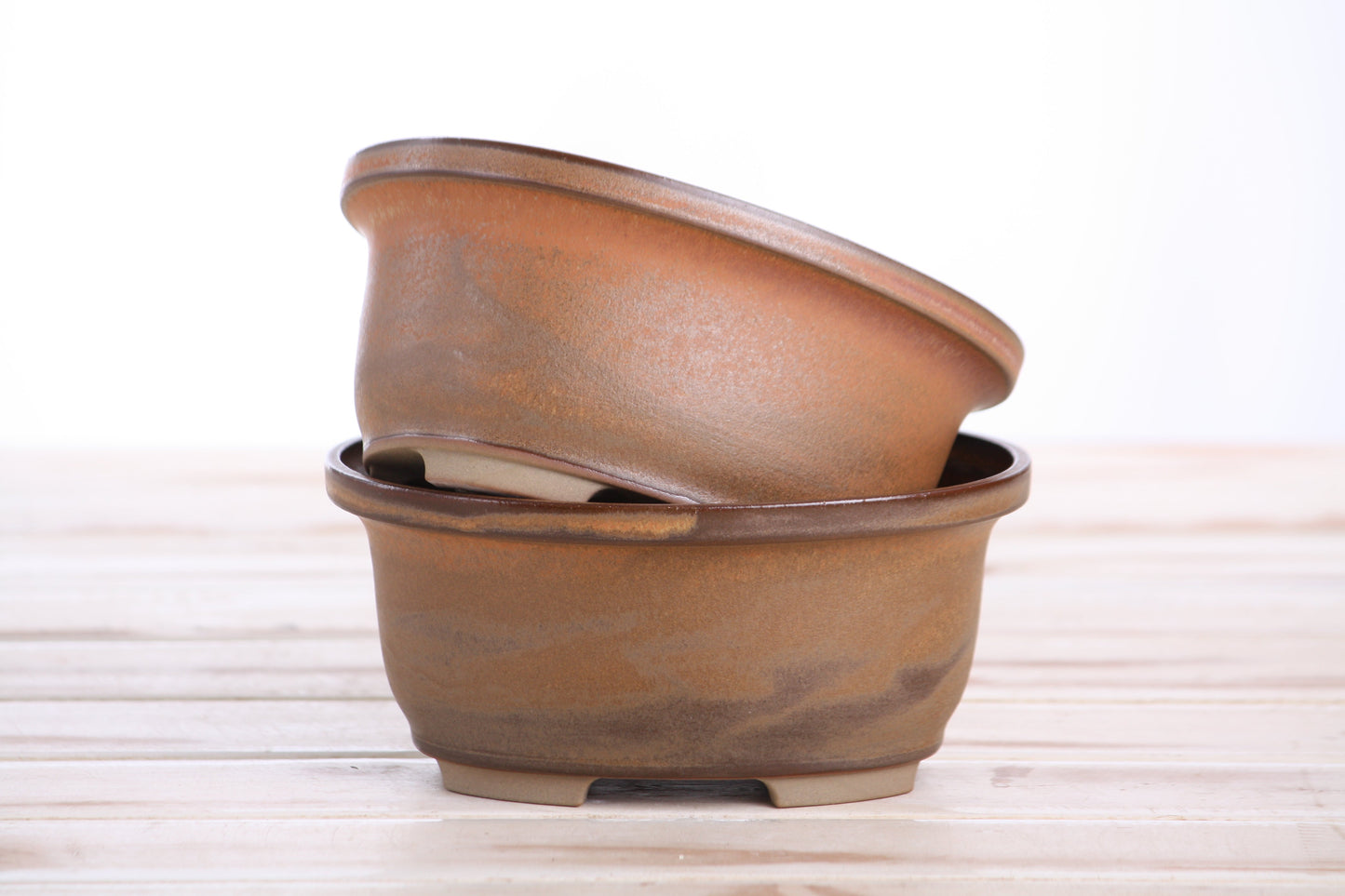 Willow Bonsai Ceramics Fat Bonsai Pot 5.5 Inch – Bold Oval Ceramic Bonsai & Succulent Planter with Accentuated Rim, High‑Fired Frost‑Proof Stoneware, Handmade in USA (Deep Stone)