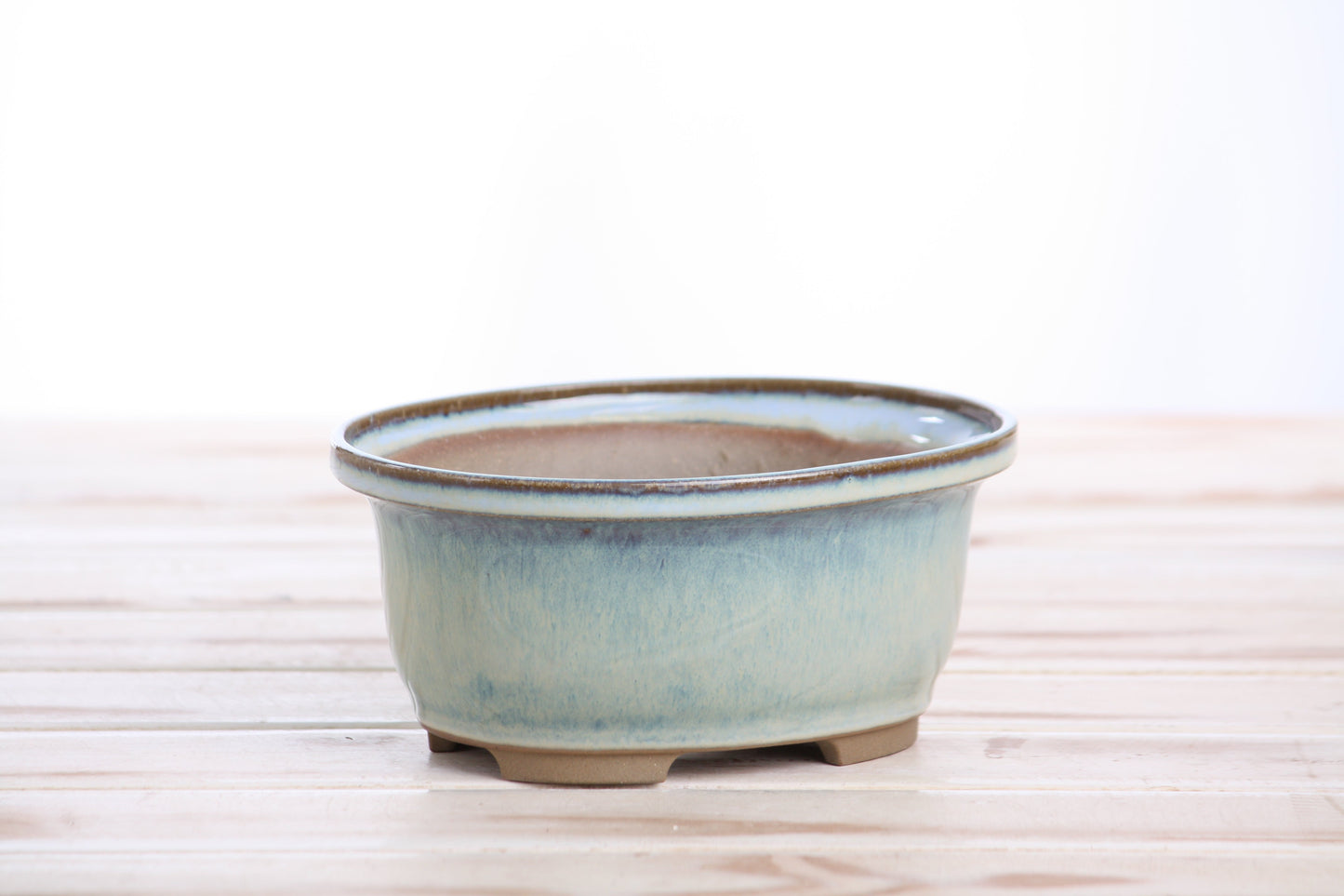 Willow Bonsai Ceramics Fat Bonsai Pot 5.5 Inch – Bold Oval Ceramic Bonsai & Succulent Planter with Accentuated Rim, High‑Fired Frost‑Proof Stoneware, Handmade in USA (Glacier)