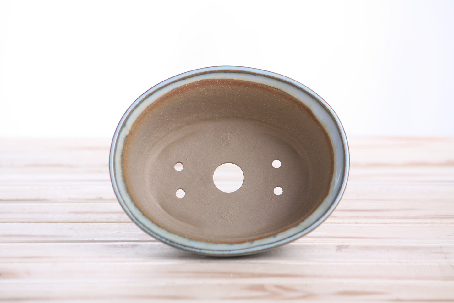 Willow Bonsai Ceramics Fat Bonsai Pot 5.5 Inch – Bold Oval Ceramic Bonsai & Succulent Planter with Accentuated Rim, High‑Fired Frost‑Proof Stoneware, Handmade in USA (Glacier)